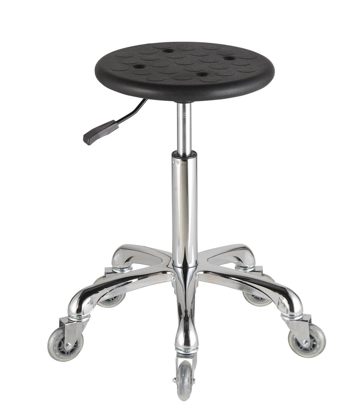 Adjustable Grooming Stool in Black with Anti-Static Polyurethane Seat Roll Smooth for Salon Lab Medical Work-Bench (Height Adjustable 20.5-28.5 Inches)