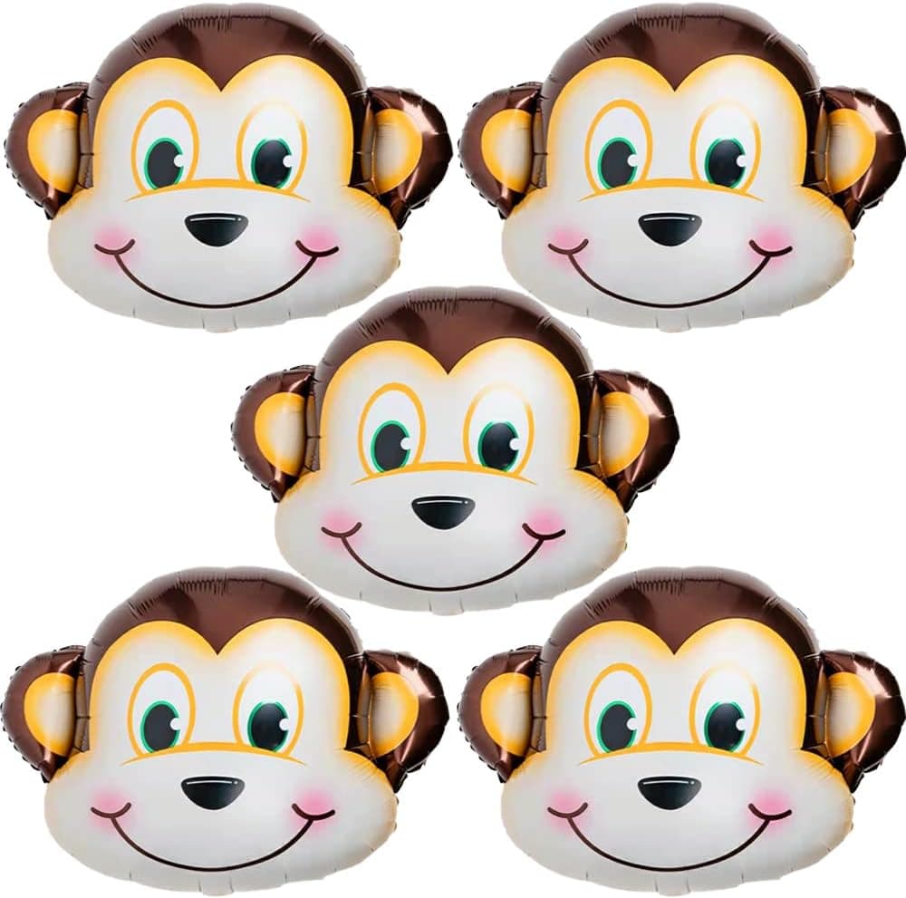 HORUIUS Monkey Balloons Monkey Shaped Foil Mylar Balloon Woodland Animals Balloons for Baby Shower Woodland Animals Theme Birthday Party Supplies Decorations 5PCS