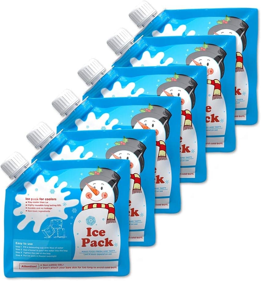 Ice Pack for Lunch Box & Cooler, GAISTEN (2019 New Design) 6 Pack Reusable Cooler Freezer Packs Long Lasting for 8 - 10 Hours, 7.1" x 7.1"