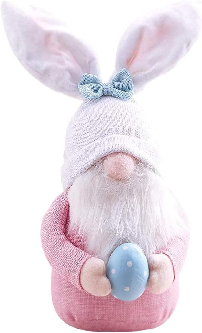 1pcs Plush Easter Gnome with Easter Egg, Bunny Gnomes Plush Decor,Easter Desktop Bunny Easter Gnome, Handmade Easter Gifts, Indoor Spring Decor (B)