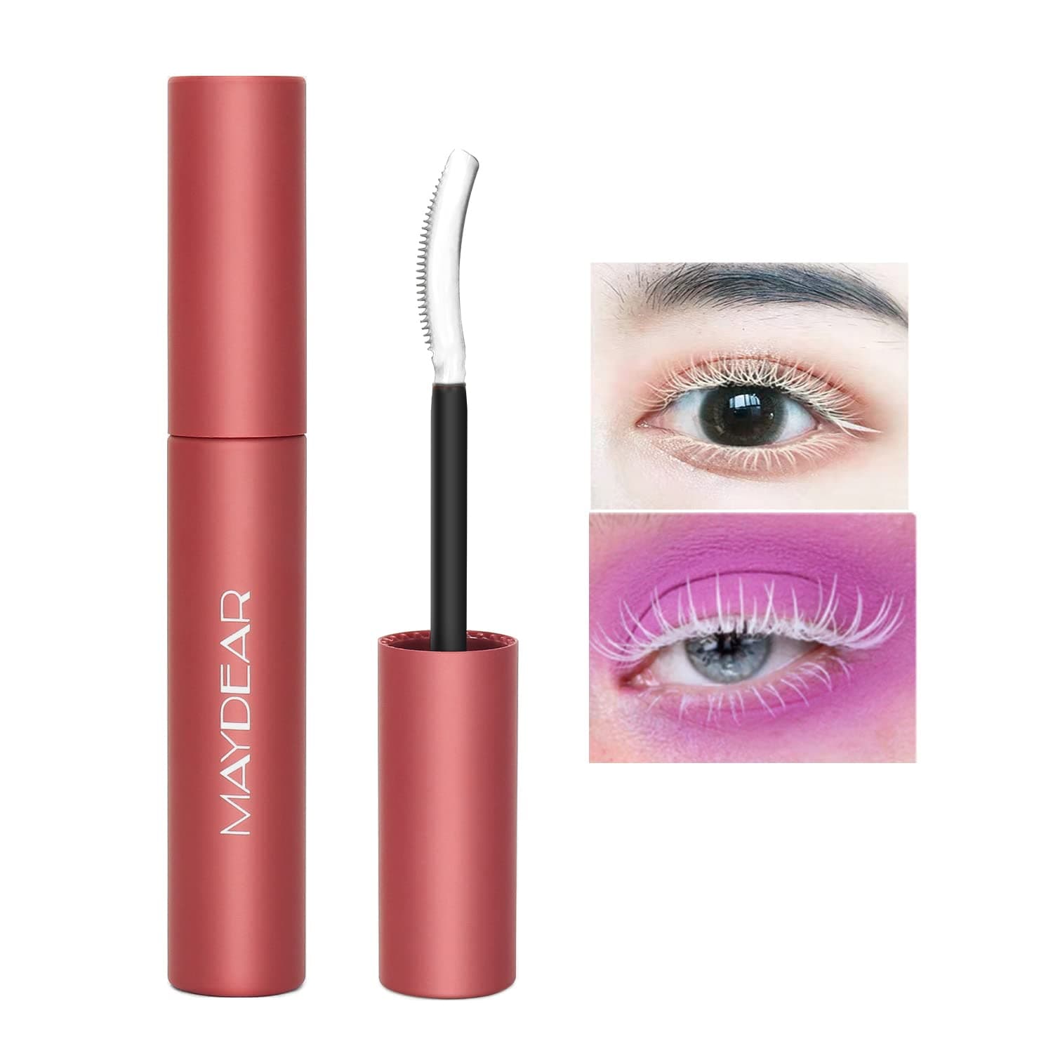 Maydear Waterproof Smudge-proof Color Mascara,Volumizing, Long-Lasting, Natural Eye Makeup,0.25 Fl Oz - White