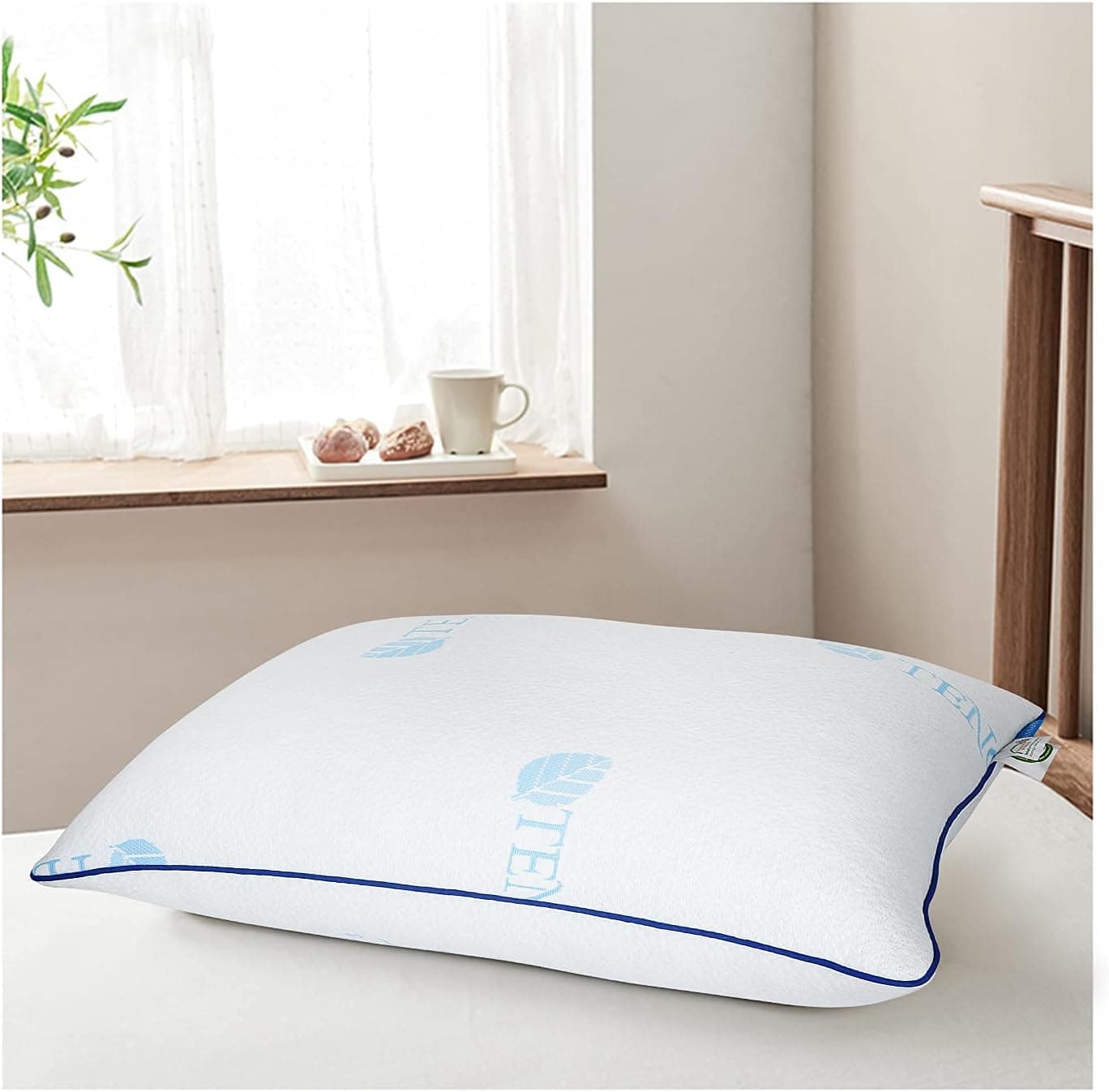 ANNAPU Shredded Memory Foam Pillows for Sleeping: Cooling Bed Pillow with Removable Fabric Cover Adjustable Loft Pillow for Side & Back Sleeper -Queen (White A)