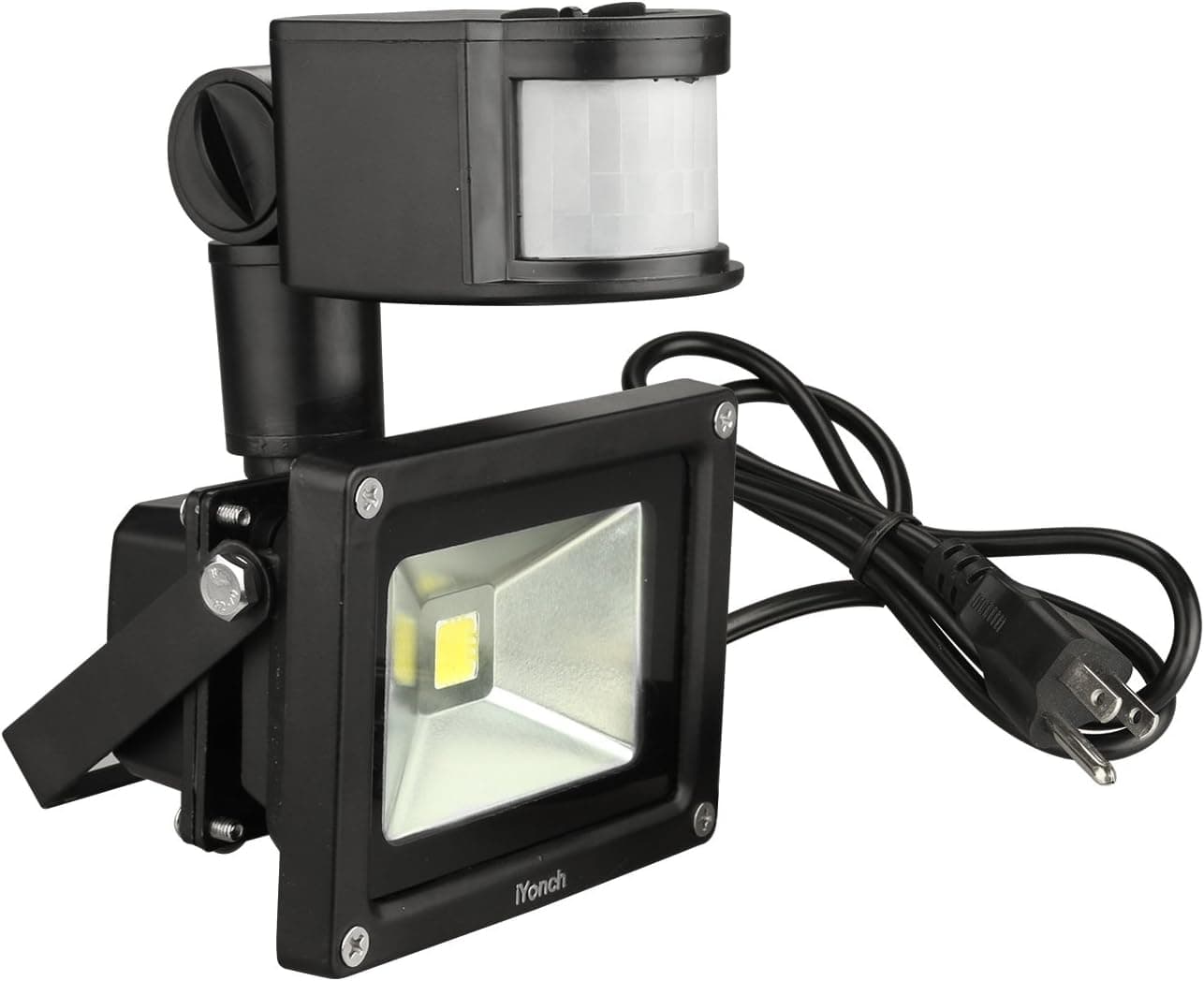 iYonch 10W Daylight White LED Motion Sensor Flood Light,900lm 6000k Outdoor Waterproof Smart PIR Security Night Lights for Home Garden Garage Basement