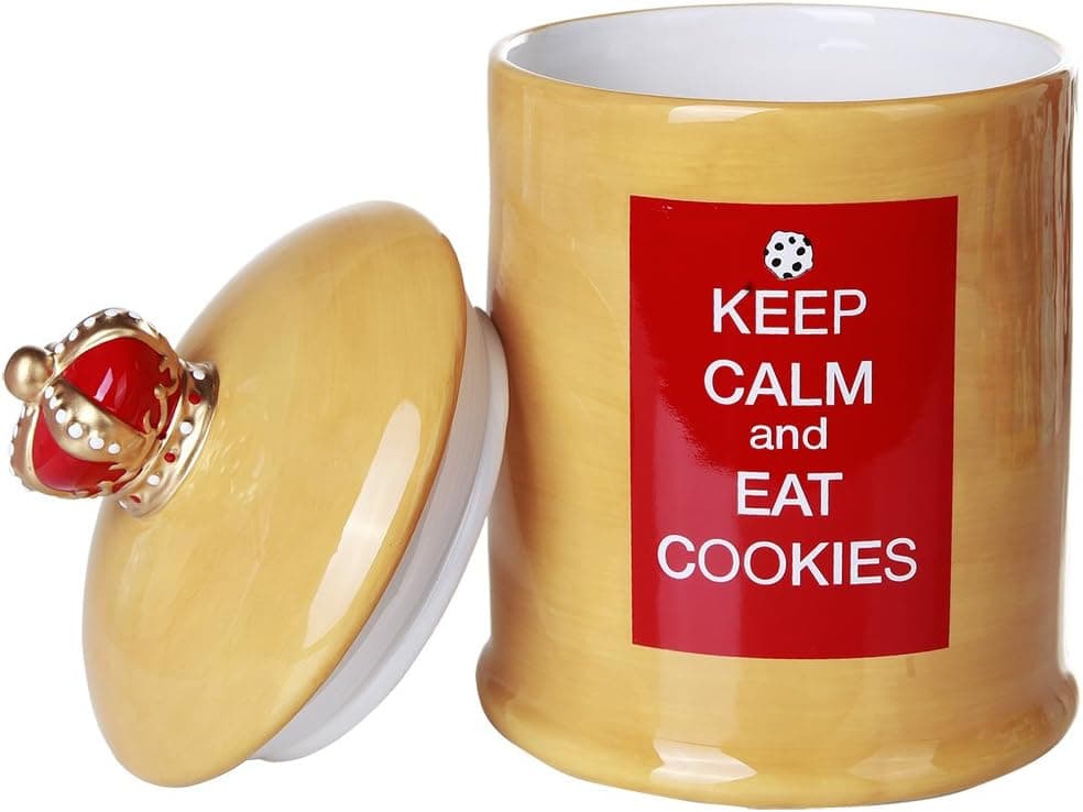 Pacific Giftware Keep Calm and Eat Cookies Ceramic Cookie Jar with Air Tight Lid 8.75 inch Tall