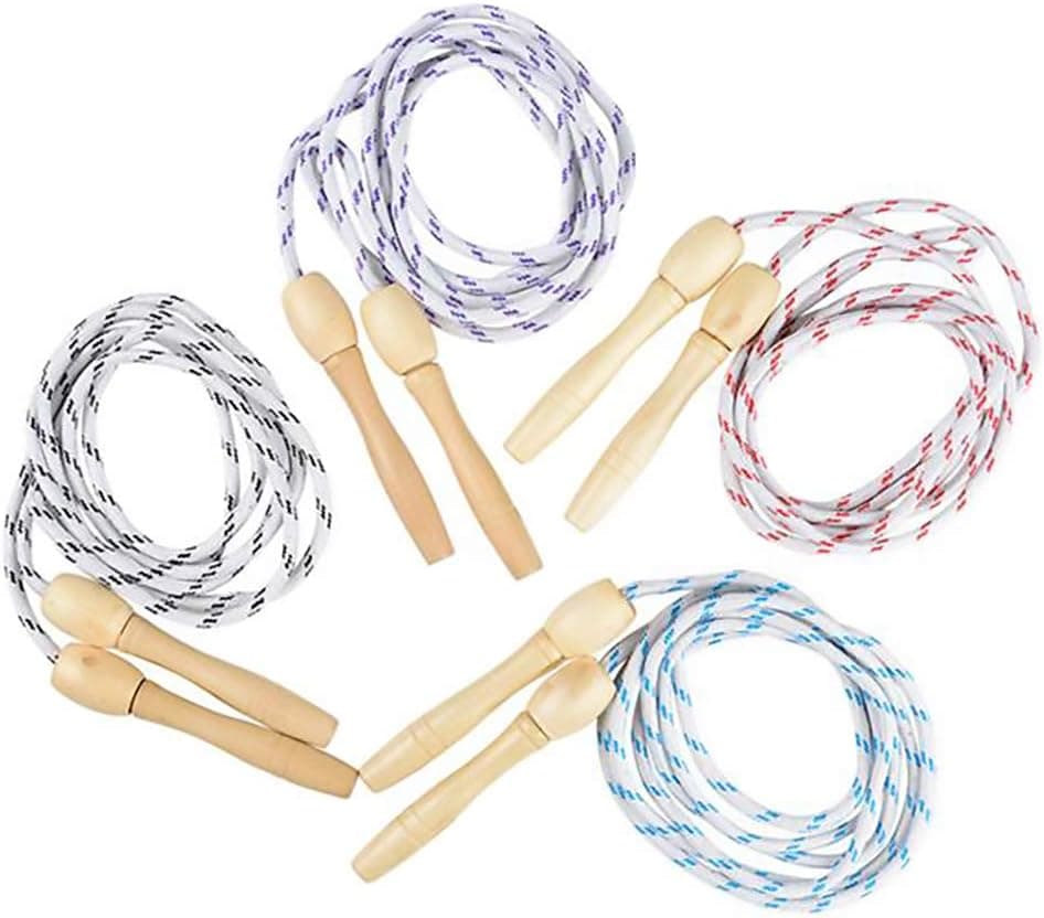 Durable Jump Ropes For Kids, Nylon with Wooden Handles, Indoor & Outdoor Skipping Activity, Party Favors, 7' Ft. (84" Inches)