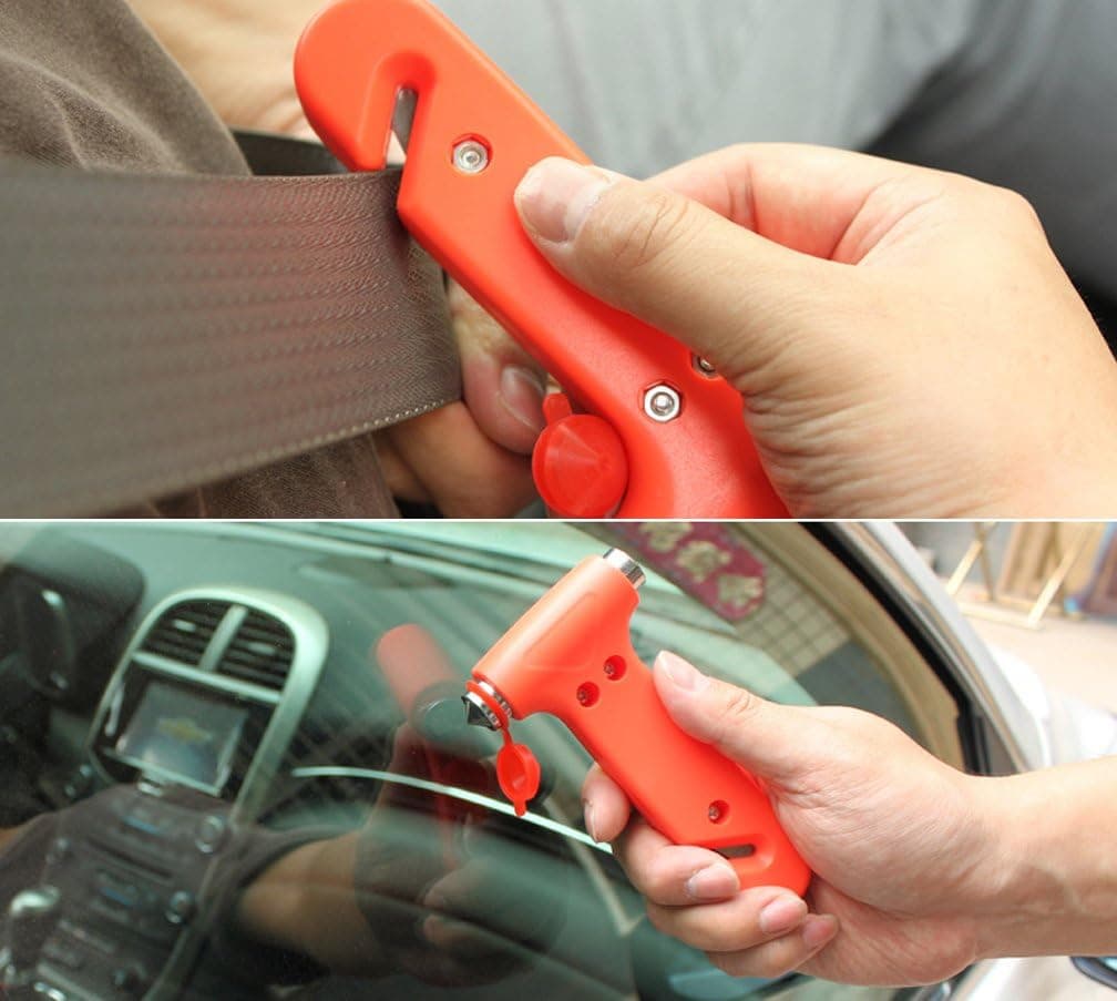 Flesser Seatbelt Cutter Window Breaker Escape Tool (Bright Orange 4 pack)