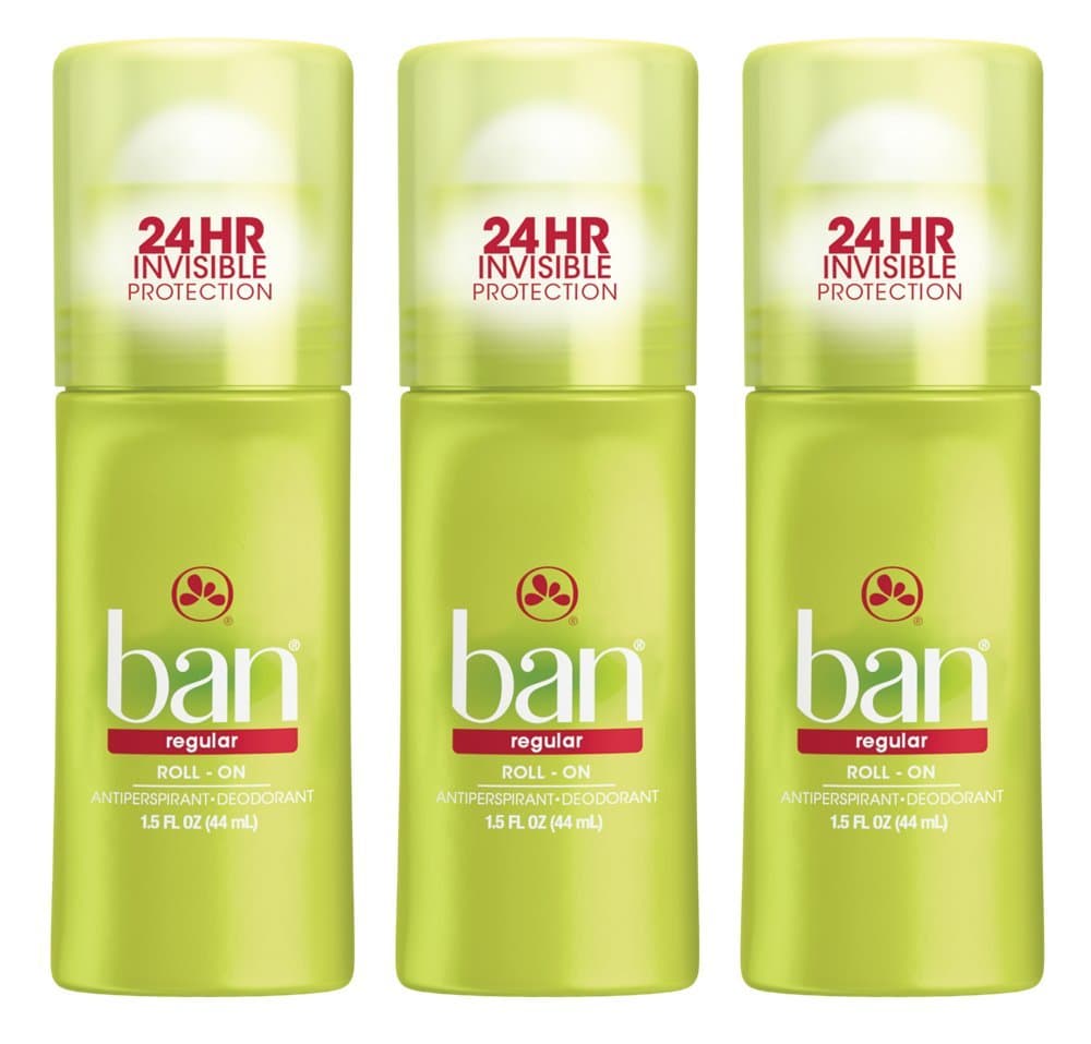 Ban Roll-On Antiperspirant Deodorant, Regular, 1.5 Ounce (3 Pack)