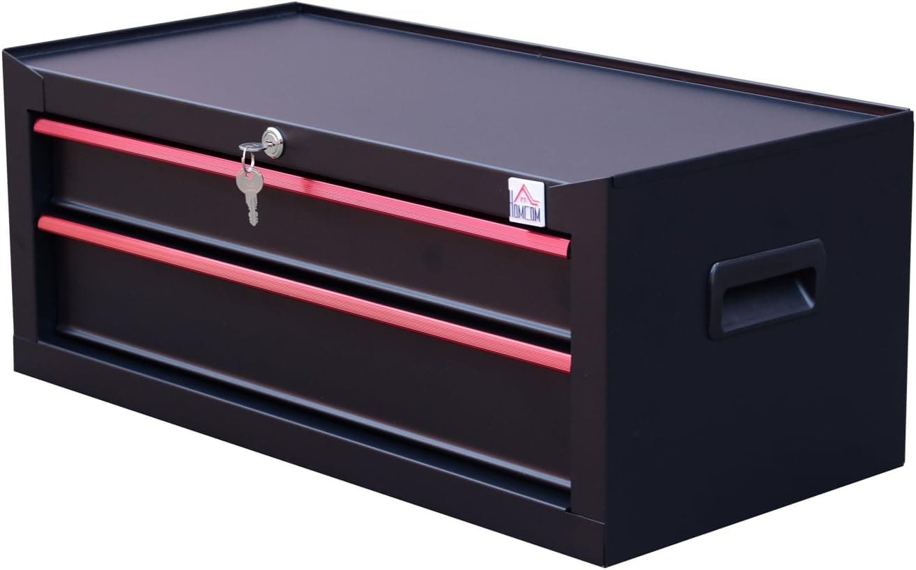 HOMCOM Steel Tool Chest w/ 2 Drawers and Handle