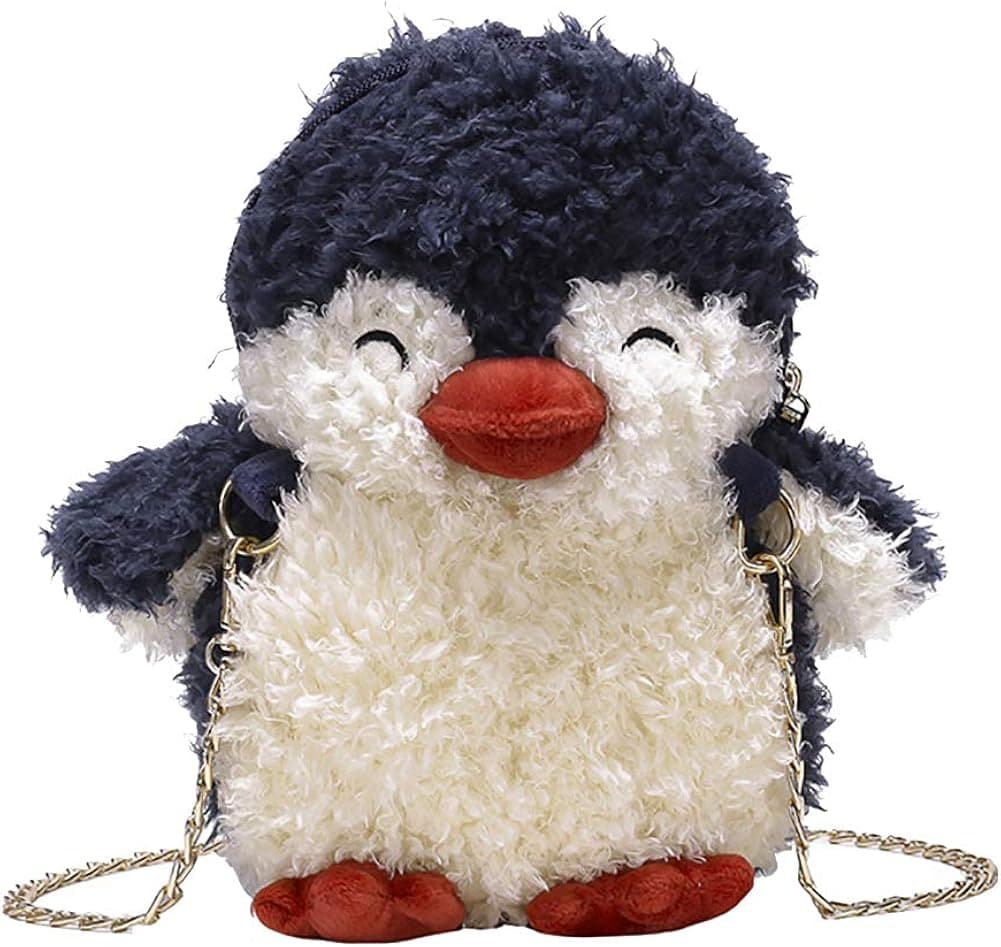 QZUnique Plush Animal Handbag Faux Fur Crossbody Bag Fluffy Toy Shoulder Bag Chain Wallet Purse Sheep Chick Bear