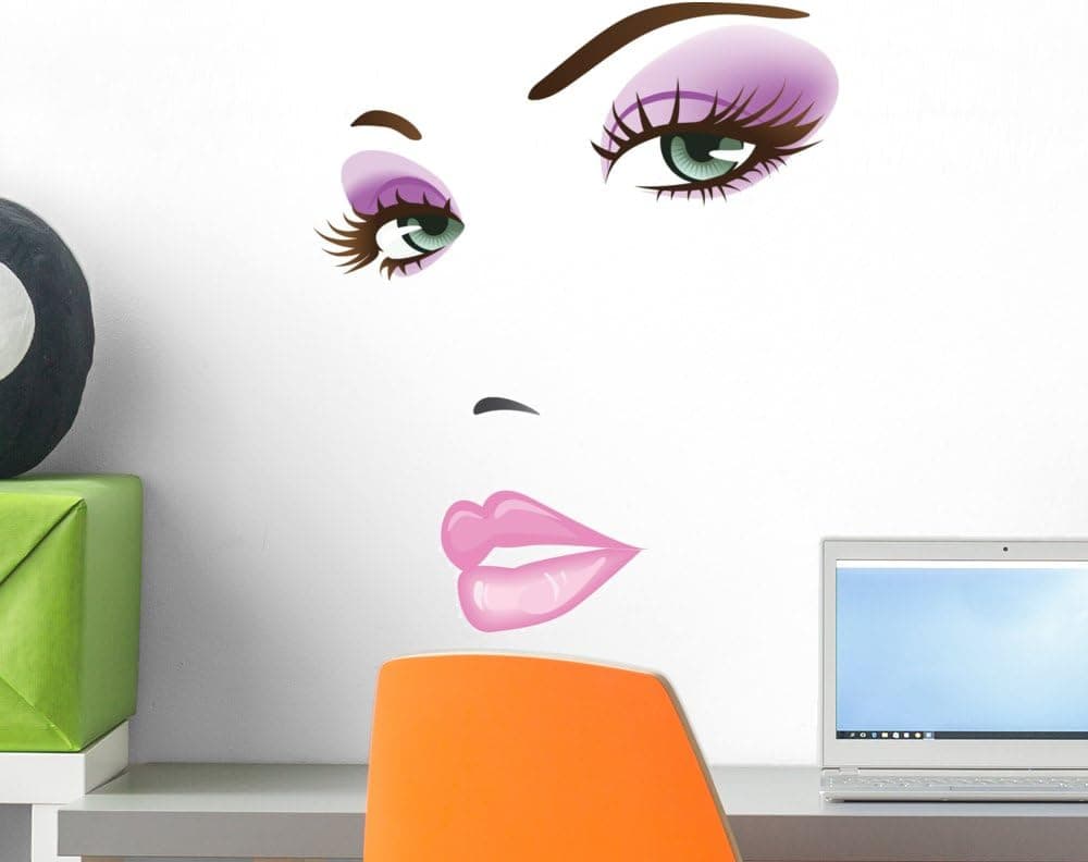 Wallmonkeys Beauty Girl Face Wall Decal Peel and Stick Graphic WM229931 (18 in H x 15 in W)