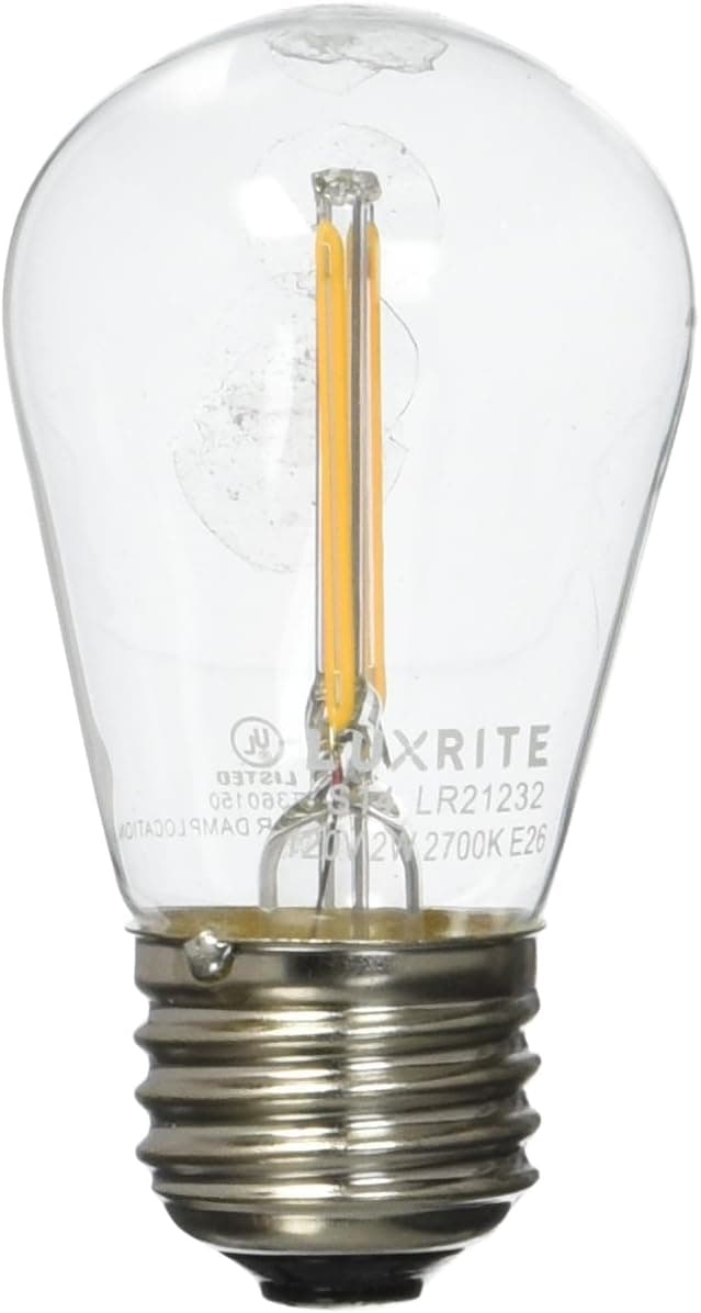Luxrite LR21232 LED Filament S14 Light Bulb, 1.5-Watt Equivalent to 20w Incandescent S14 Bulb, Warm White 150 Lumens 2700K, 260 Beam Spread Degree, 15,000 Hour Life, E26 Base, 1-Pack
