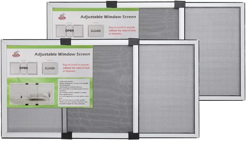 FLYZZZ Adjustable Window Screen Small Expandable Window Screens, Miny Replacement Window Screen (9.84'' High by 14-24'' Wide, B) 2 Packs