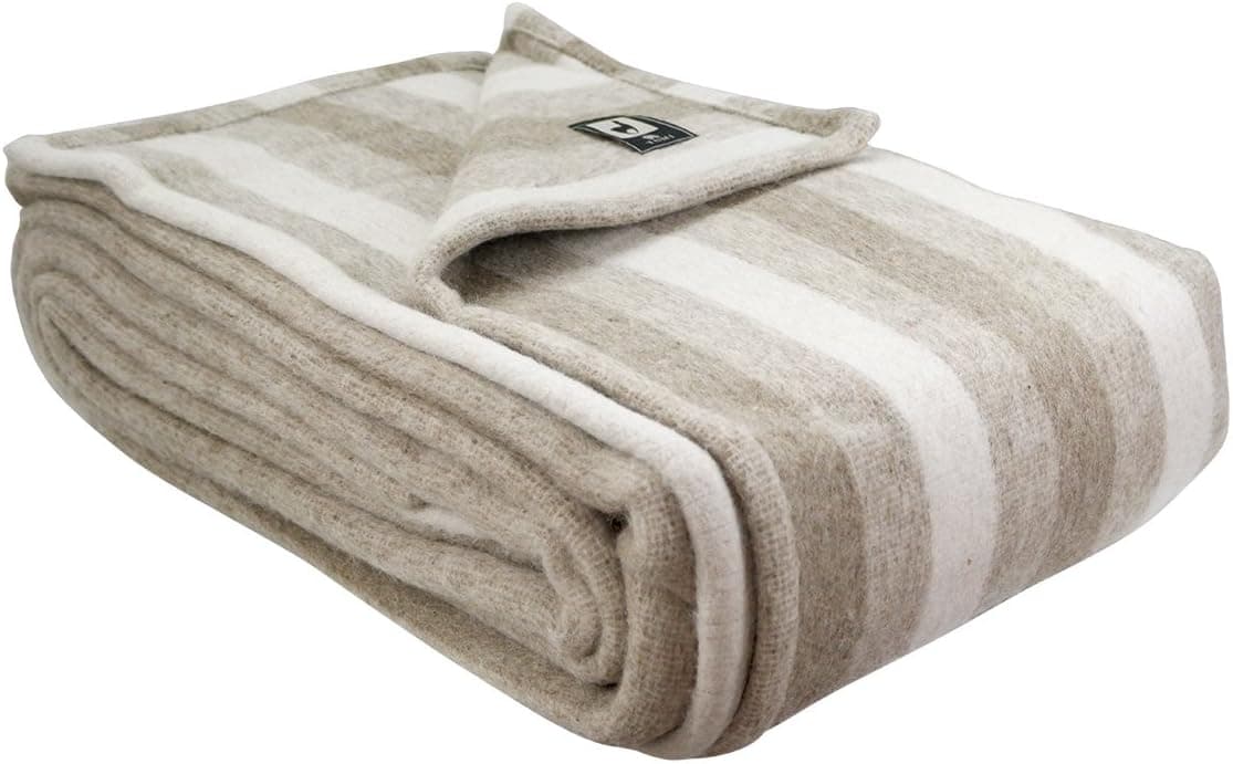Thick Alpaca Wool Blanket Heavyweight Alpaca Wool Blanket Camping Outdoors Indoors Soft Peruvian Alpaca Wool Blankets That Come in Twin Queen King Size (Light Beige/Earth/Sand, King)