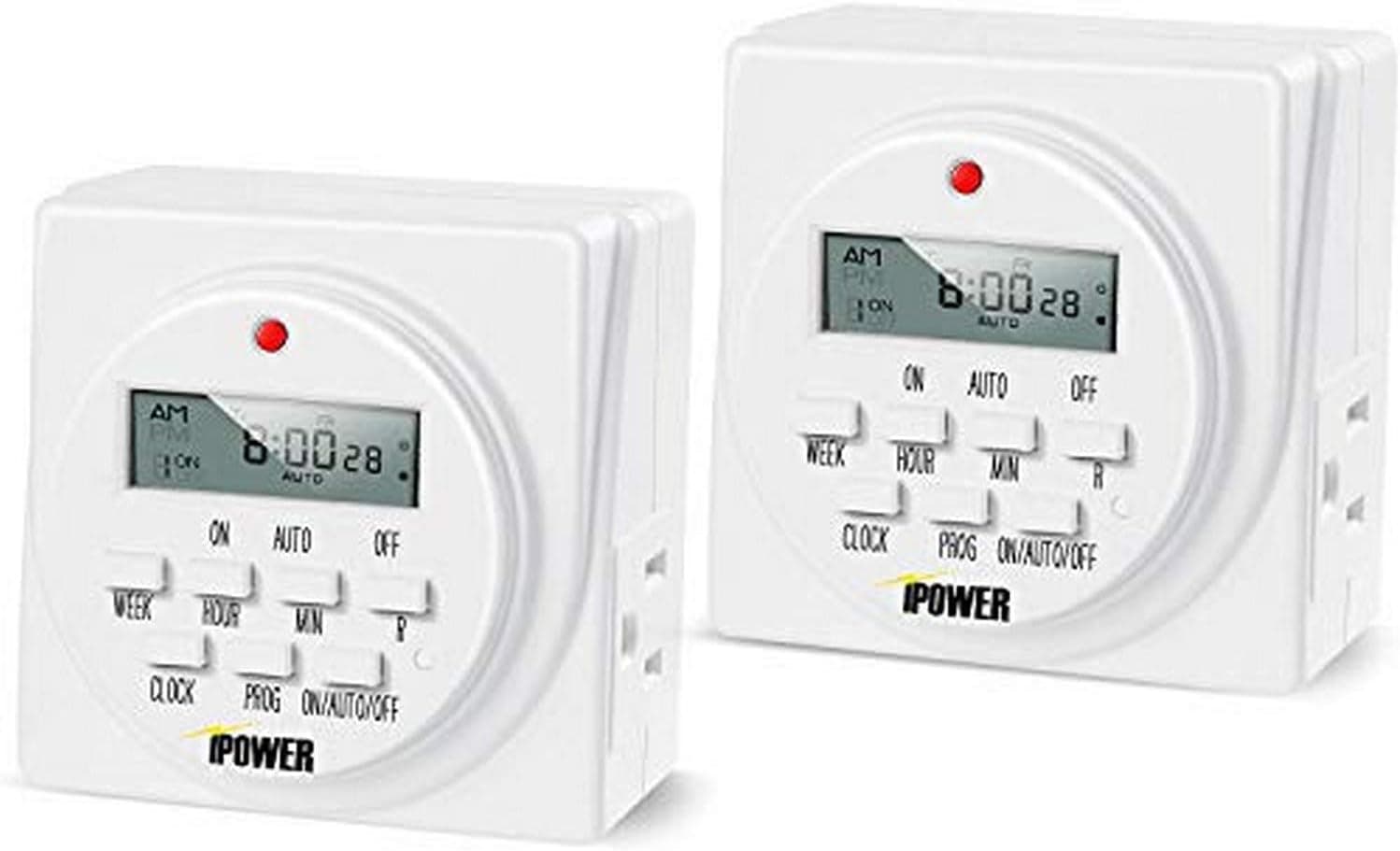 iPower GLTIMEDWEEKX2 Digital Electric Timer, 2 Pack, White