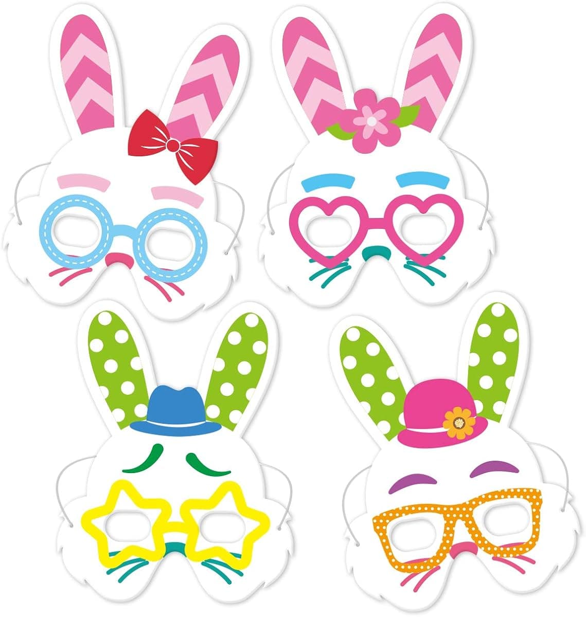 FANCY LAND Easter Bunny Mask Craft Kits for Kids Party Favor School Class Activities 12 Pack