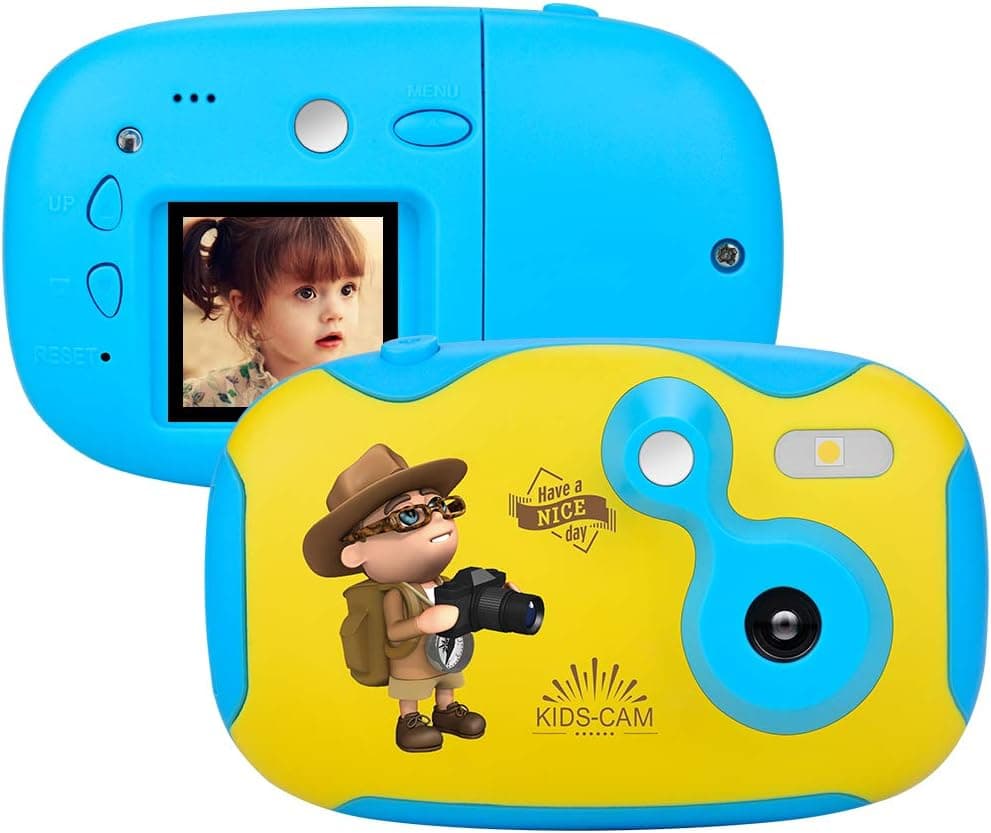 weton Kids Digital Camera, 1.44 inch Digital Video Camera Creative DIY Camera for Kids with Soft Silicone Protective Shell 1080P HD Sport Learn Mini Camera Camcorder for Boys Girls Gifts (Blue)