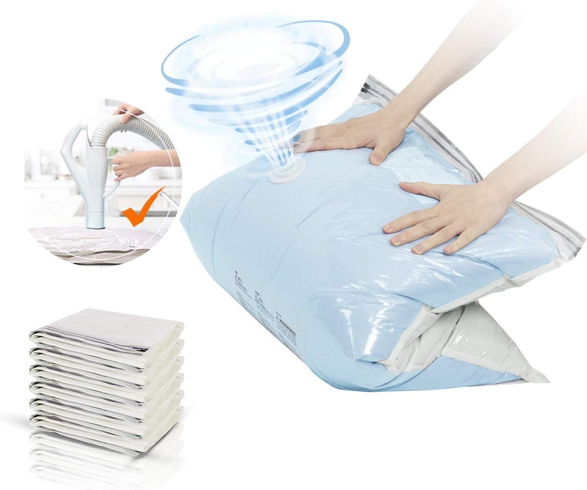 TAILI Jumbo Vacuum Storage Bags No Tools Needed Reusable Space Saver Bags Ideal for Travel, Bedding, Pillow, Towel, Blanket, Clothes Bags, 6 Pack (31 x 40 inch)