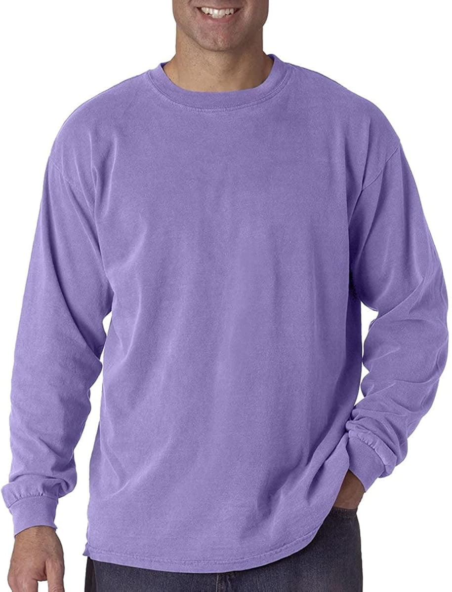 Comfort Colors Men's Adult Long Sleeve Tee, Style 6014 (Large, Violet)