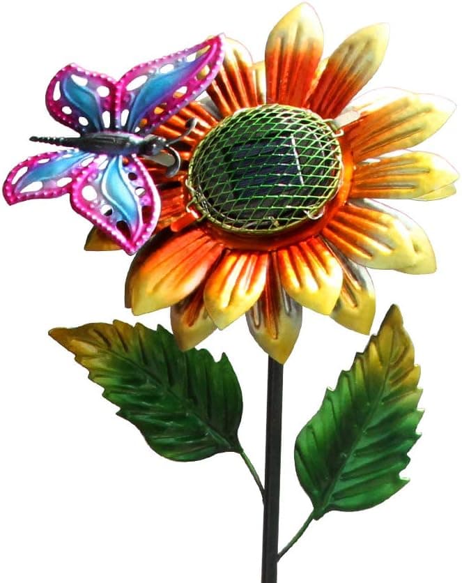 Petrala Solar Flower Lights Outdoor 5 Led Metal Butterfly Garden Stake Decor for Yard Pathway Driveway,1 Pack