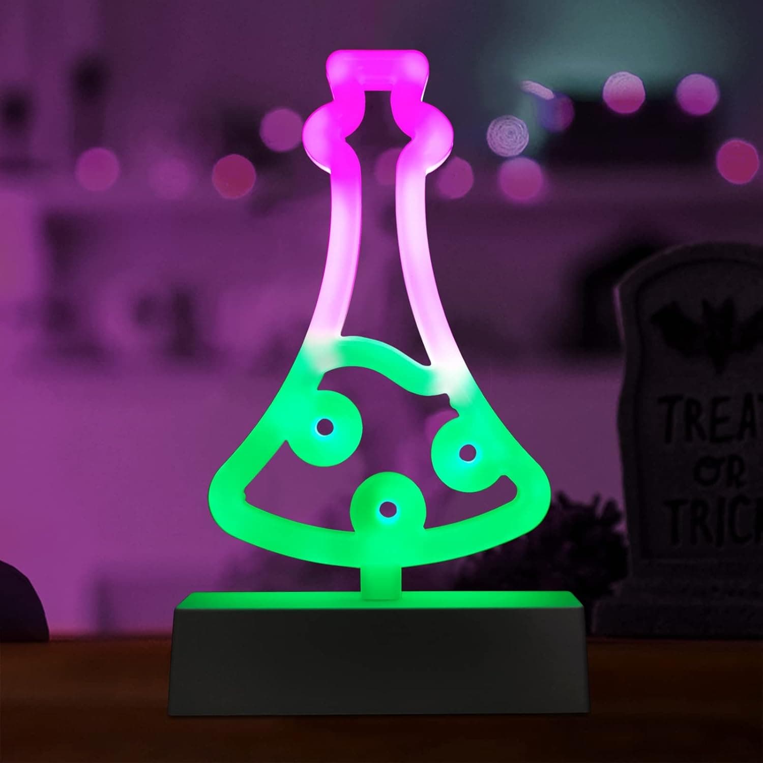 Halloween Poison Bottle Neon Sign, Halloween Decoration Indoor, Halloween LED Neon Sign Light for Table Desk Indoors Home Bedroom Decorations, Battery or USB Powered