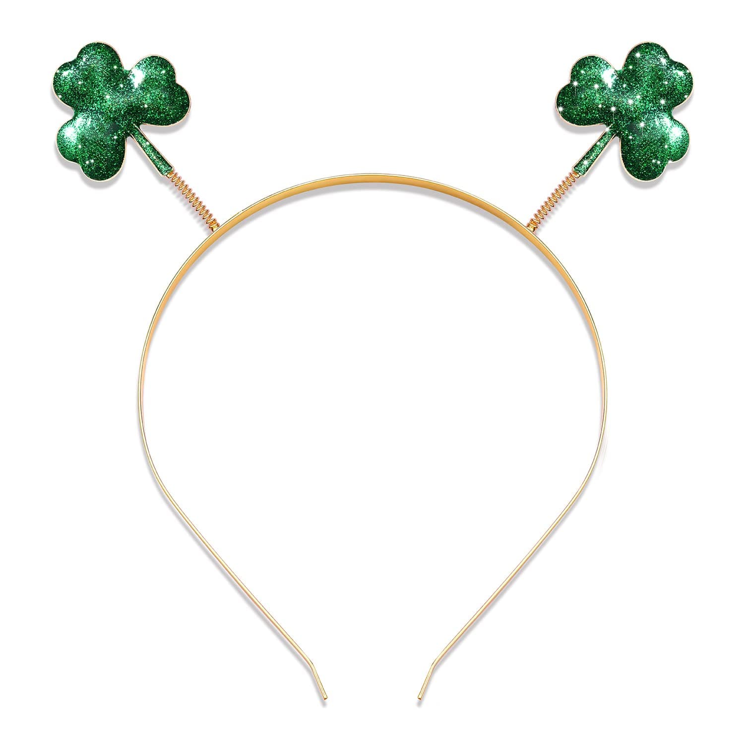 NVENF St.Patrick’s Day Headband Lucky Shamrock Hairband Green Rhinestone Headpiece Party Costume Hair Accessory (Glitter)