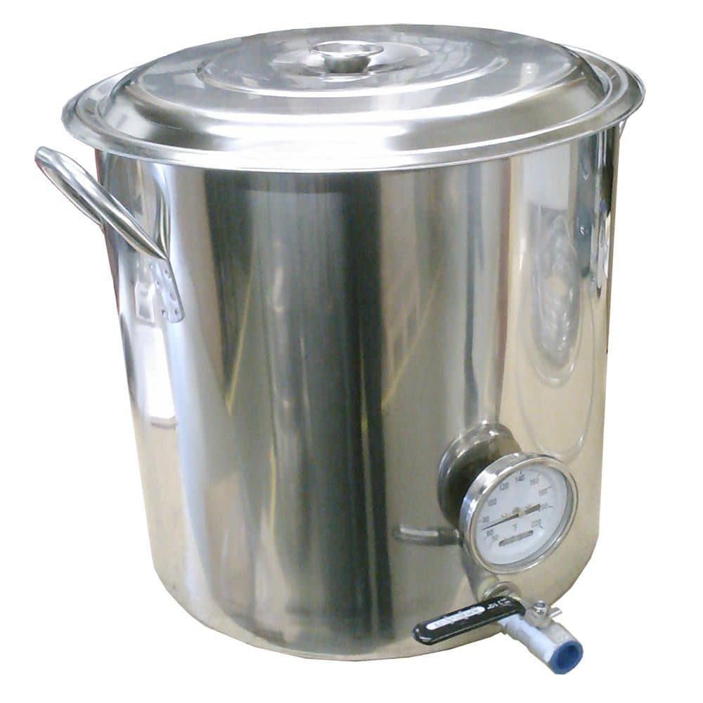 HomeBrewStuff 32 QT Stainless Steel Home Brew Kettle with Valve and Thermometer