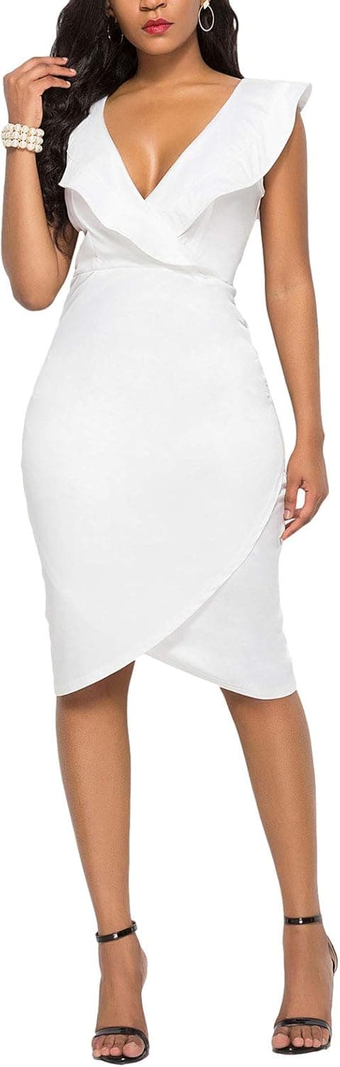 Women's Short Sleeve Ruched Sundress Knee Length Casual Bodycon T-Shirt Dress