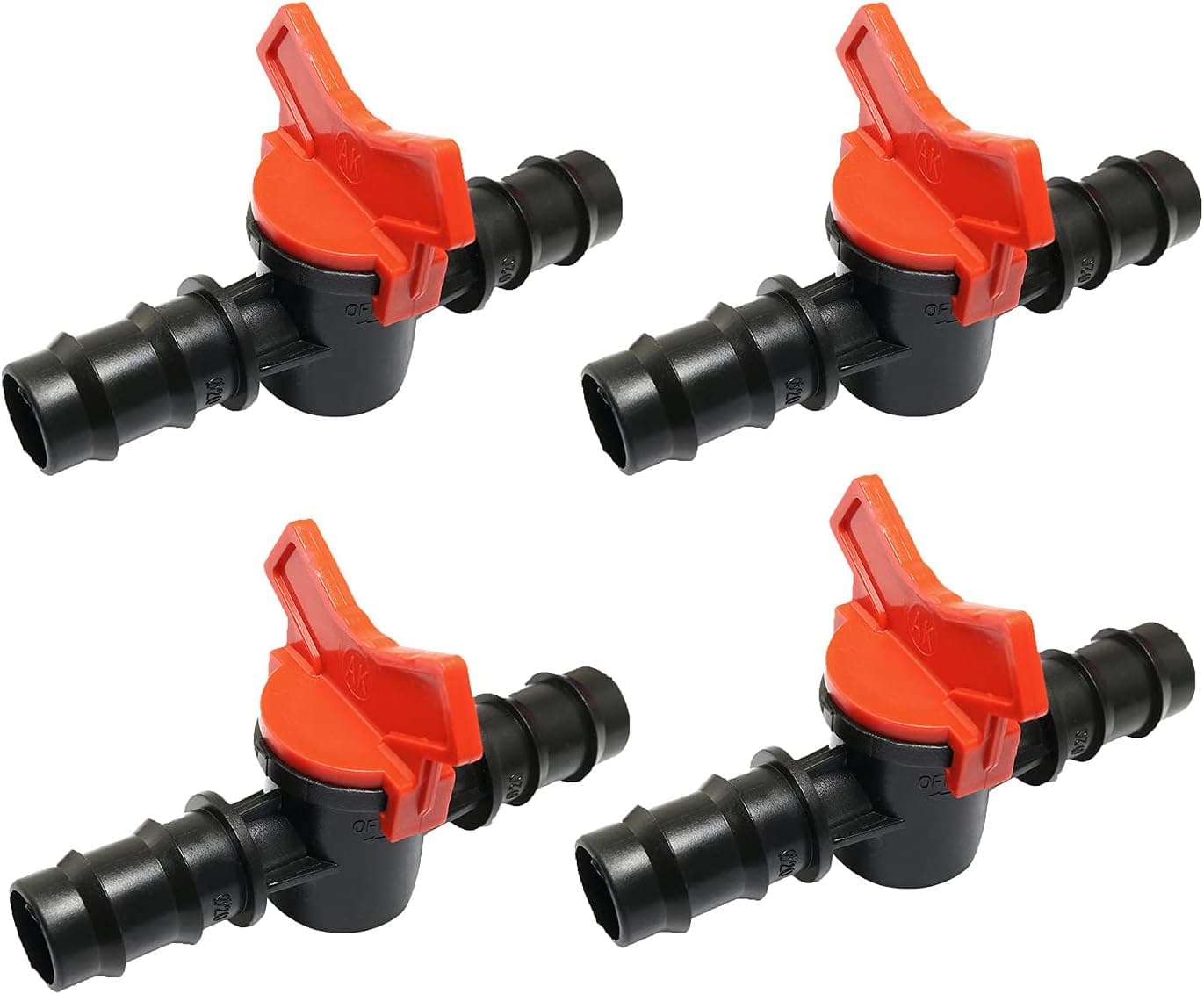 RLECS 4PCS Barbed Ball in-Line Valve Ball Valve Shut-Off Switch with Hose Barb for Drip Irrigation Aquariums, 3/4-Inch ID