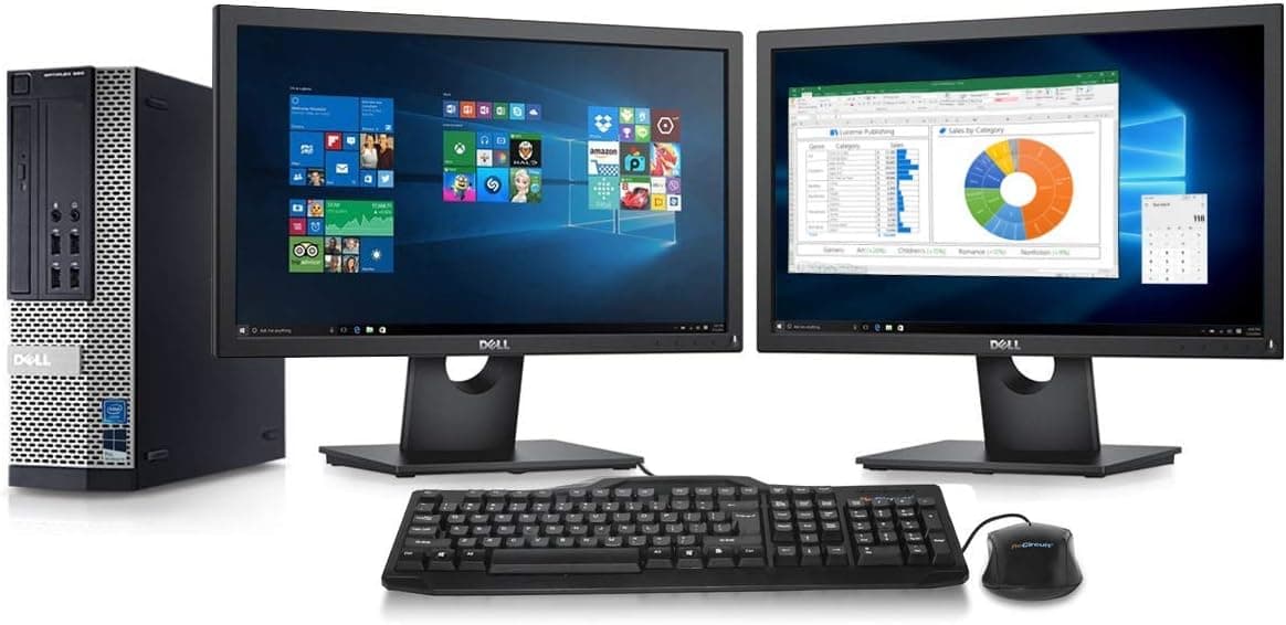 Dell Optiplex 7010 Desktop Computer- Intel Core i7 3.4GHz, 8GB DDR3, New 2TB HDD, Windows 10 Pro 64-Bit, WiFi, DVDRW 2 New Dell Full HD 22 inch LED Monitor (Renewed)