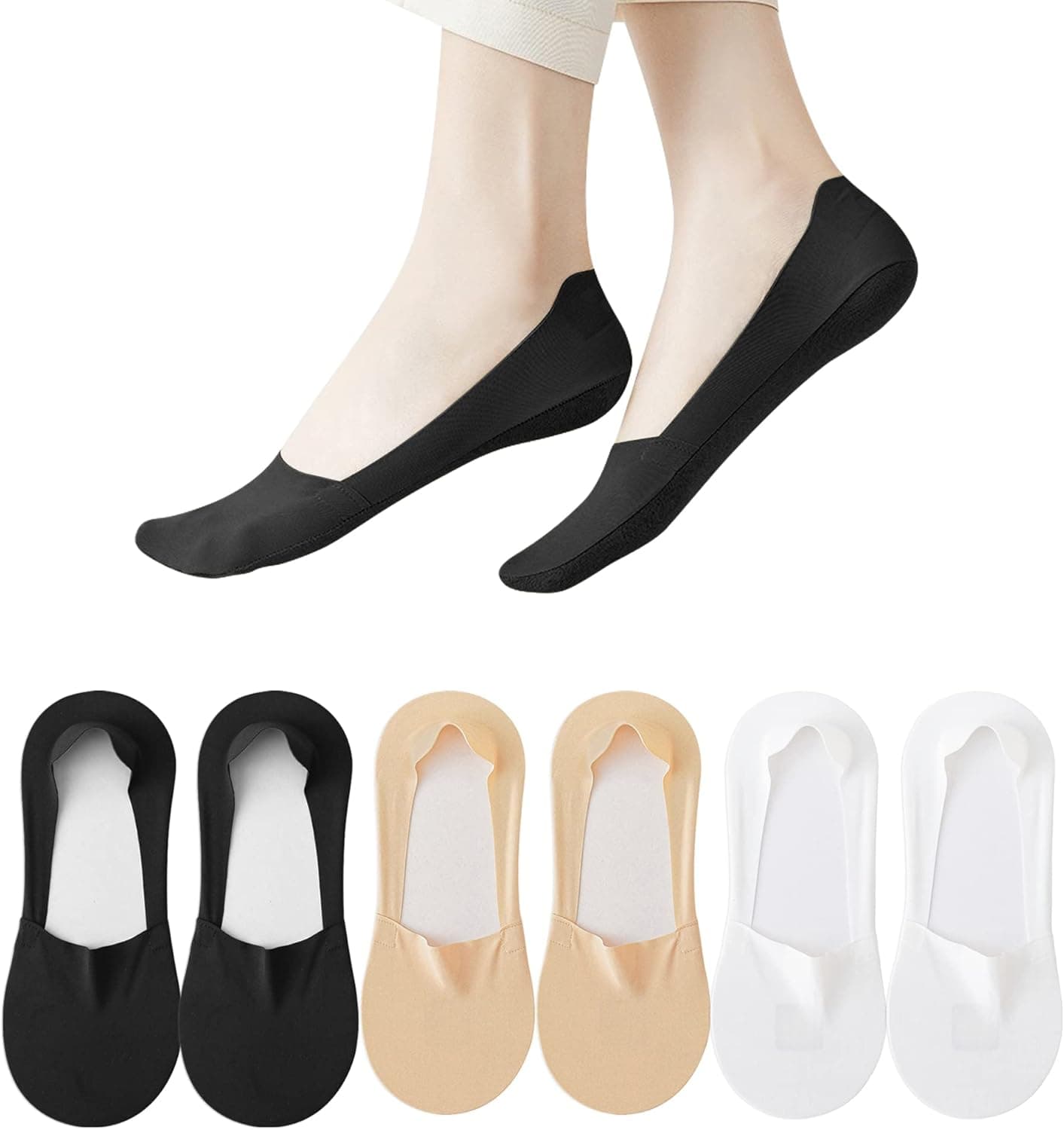 Fixseed No Show Socks Womens 6 Pairs Hidden Invisible Low Cut Socks Non Slip Socks Womens Breathable Cool Thin Womens Socks