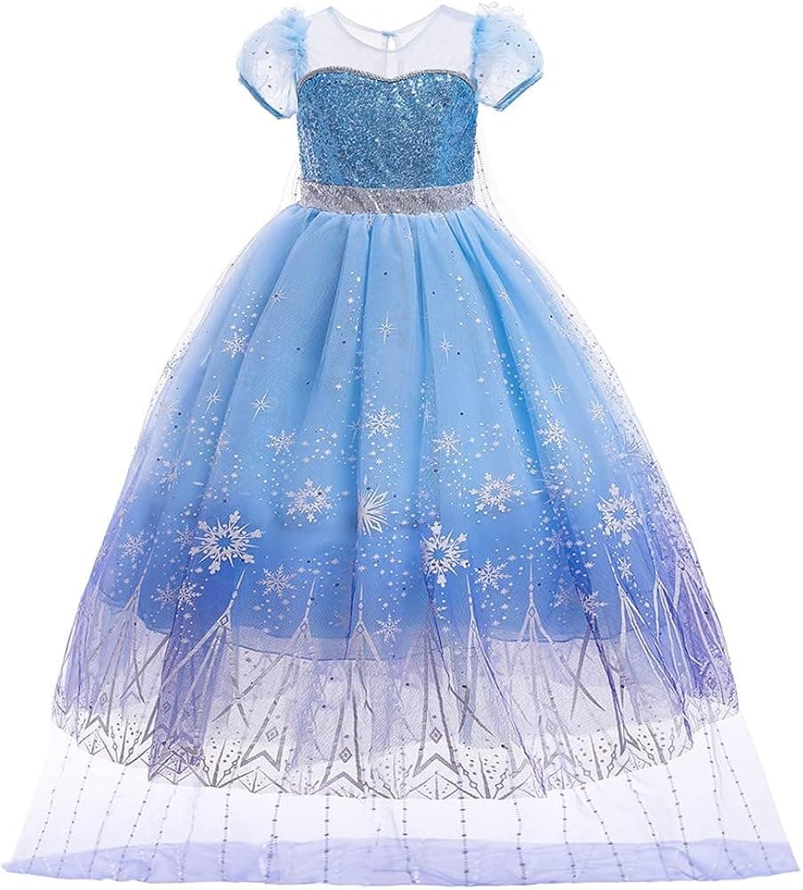 REXREII Girls Frozen Elsa Princess Fancy Dress Halloween Costume Christmas Birthday Pageant Party Evening Ball Gown