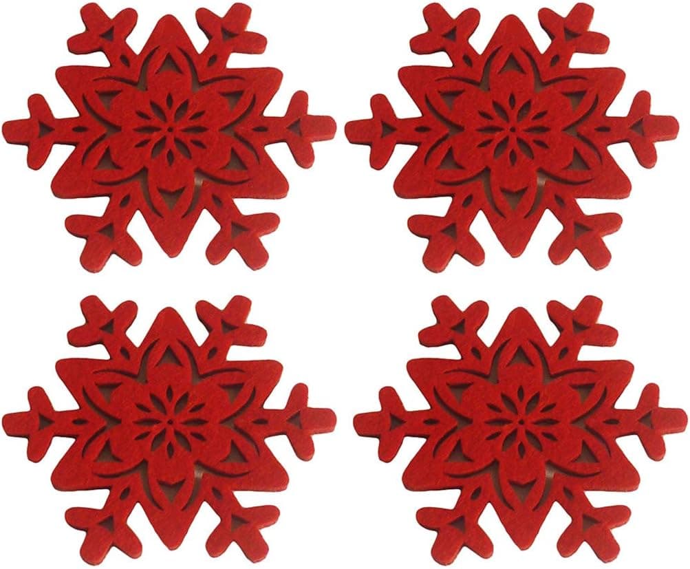LIUCM 4 Pcs/Set Snowflake Shaped Cup Mat Coaster Anti-Skid Table Placemat Xmas Holiday Decor