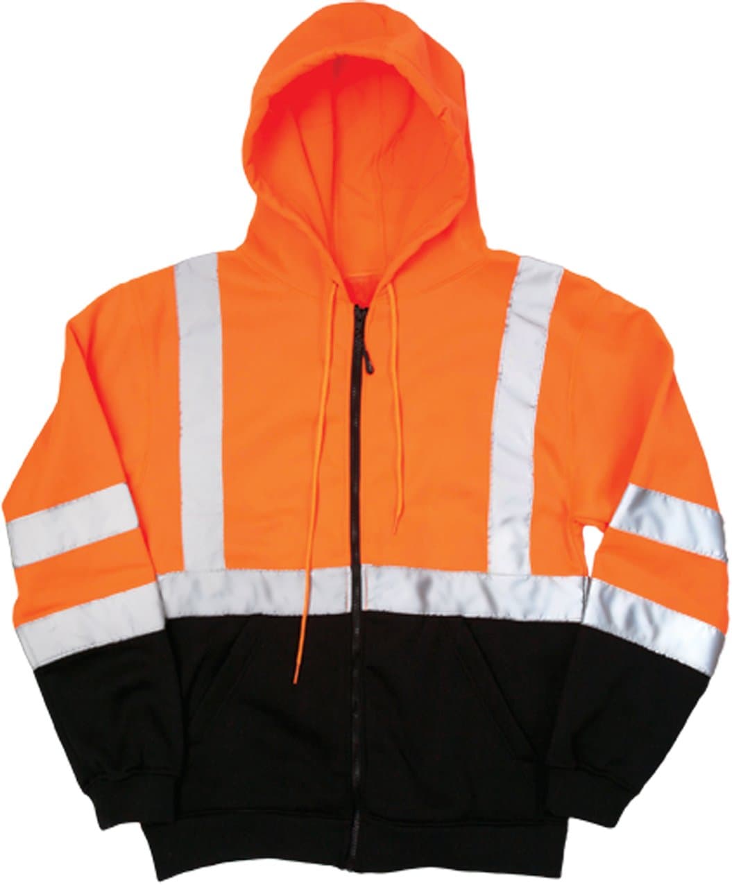 Kishigo JS103 Full Zip Hoodie Sweatshirt with Slash Pockets, Large, Orange