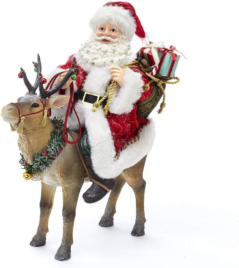 Kurt S. Adler Kurt Adler 11.5-Inch Fabriché Reindeer Santa, Multi