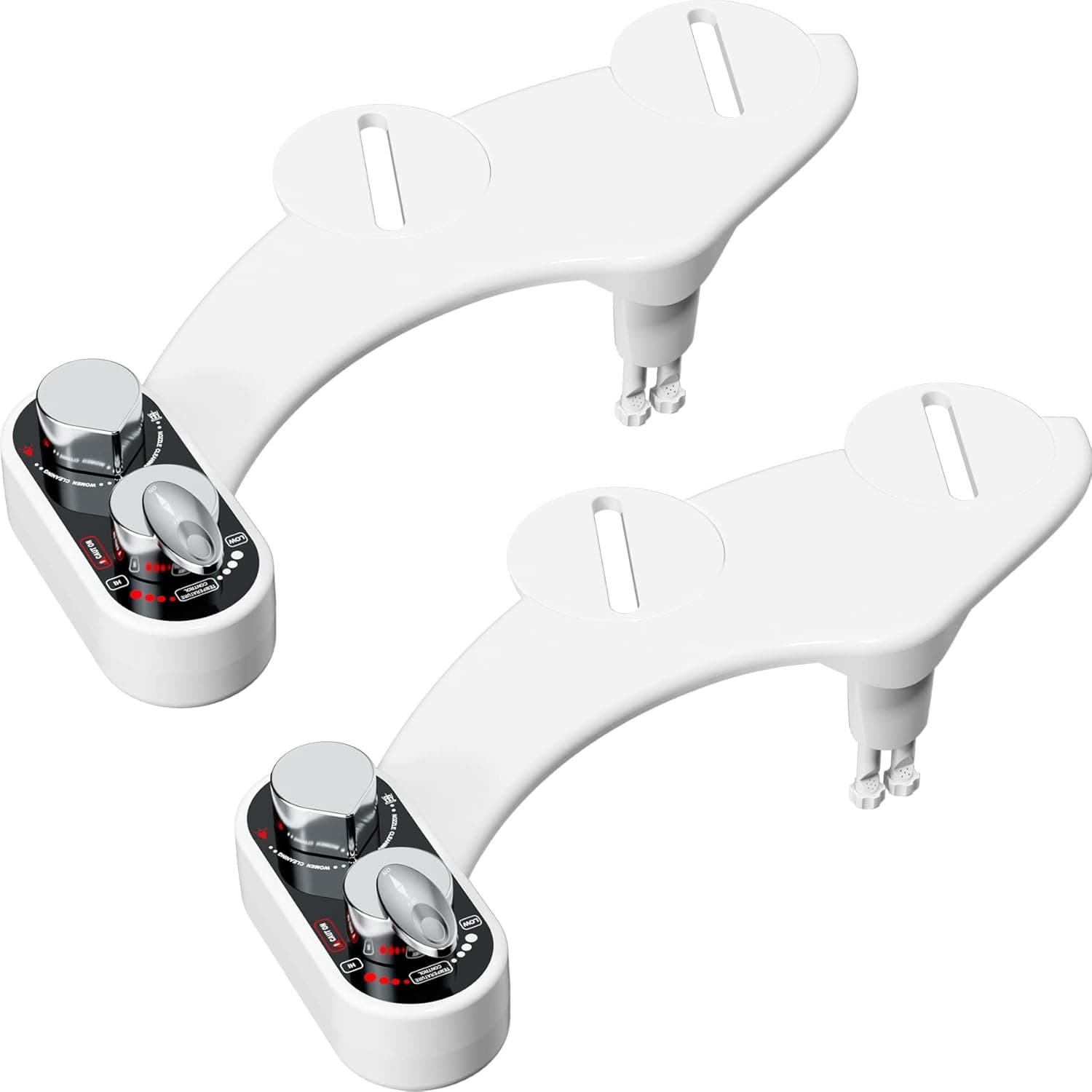 2 Pack Bidet Toilet Seat Attachment, Dual Self Cleaning Nozzles Hot & Cold Fresh Water Spray Non-Electric Non-Electric Mechanical Bidet Seat Attachment, Retractable Posterior & Feminine Wash