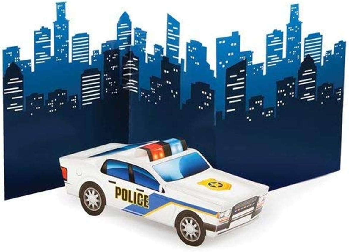 Creative Converting - 329394 Creative Converting CENTERPIECE 3D POLICE CAR, One size, Multicolor