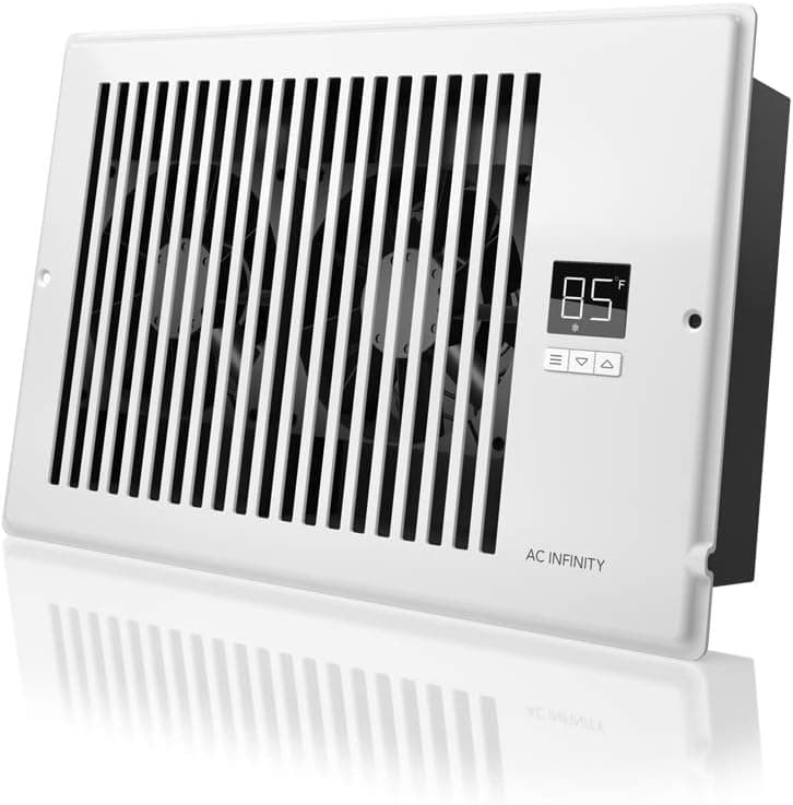 AC Infinity AIRTAP T6, Quiet Register Booster Fan with Thermostat Control. Heating Cooling AC Vent. Fits 6” x 10” Register Holes.