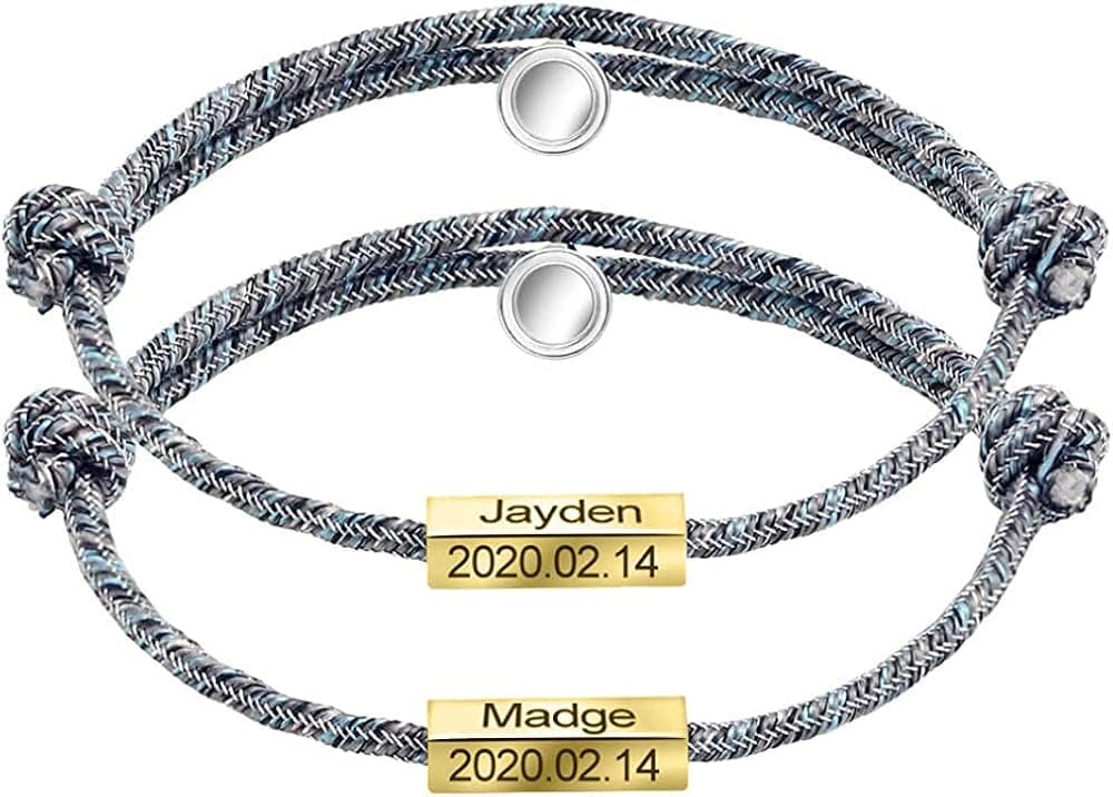 ORFAN Custom Couples Bracelet Personalized Engraved Attract Couples Love Bracelet for Men and Women