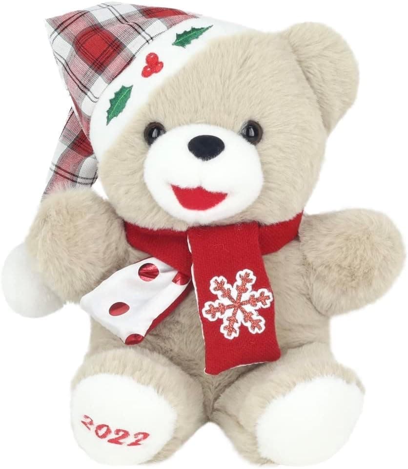 SUHEYLA Snowflake Little Teddy Christmas Stuffed Animal – Teddy Bear Plush Toy, 2022 Holiday Time Collection Animal Bears Merry Bag (Red Scarf Boy)