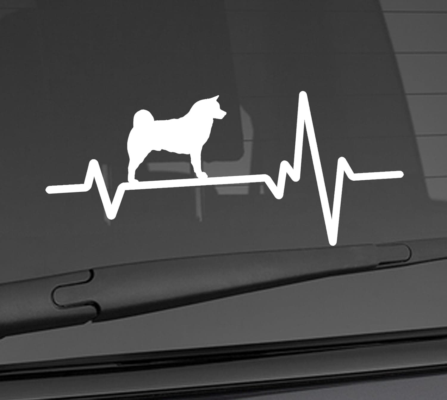 Heart Beat Line Heartbeat Dog Akita Inu Japanese American Love Food Bowl Canine Puppy Paw Love Car Vinyl Sticker Wall Decal 3.5" x 8.25" (Regular White)(Available in 20 Vinyl Colors)