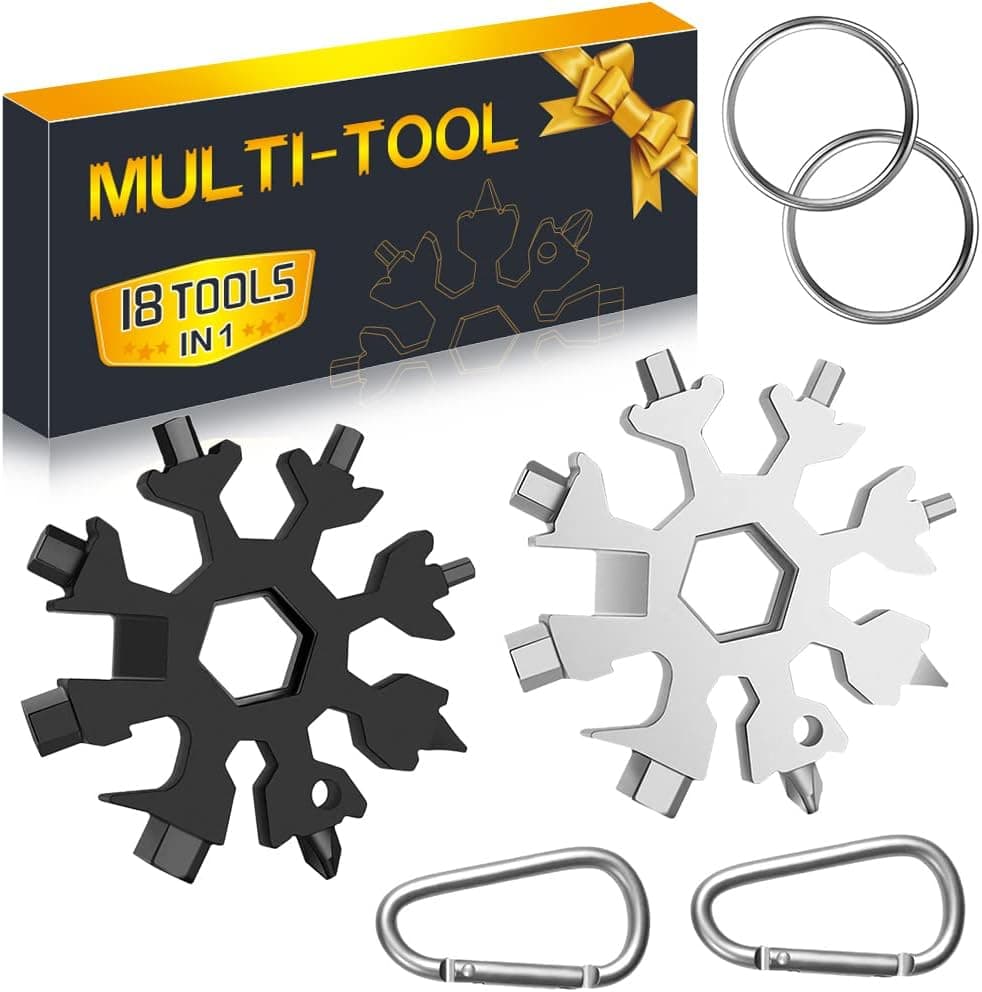 Stocking Stuffers for Men Gifts Snowflake Multitool 18 in 1 Christmas Day Gifts Ideas, 2 Pack Multi Tool Mens Dad Gifts, Multitools Tool Gadgets from Daughter Son, Gifts for Father Husband Him