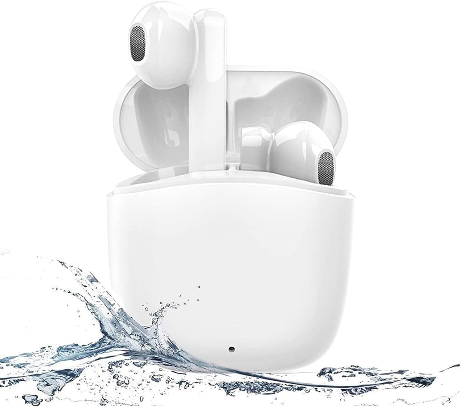 GODCRYSTAL True Wireless Earbuds, Bluetooth Headphones, Touch Control, with Wireless Charging Case,IPX5 Waterproof, Stereo Earphones in-Ear Built-in Mic Headset Premium, Deep Bass for Sport, White