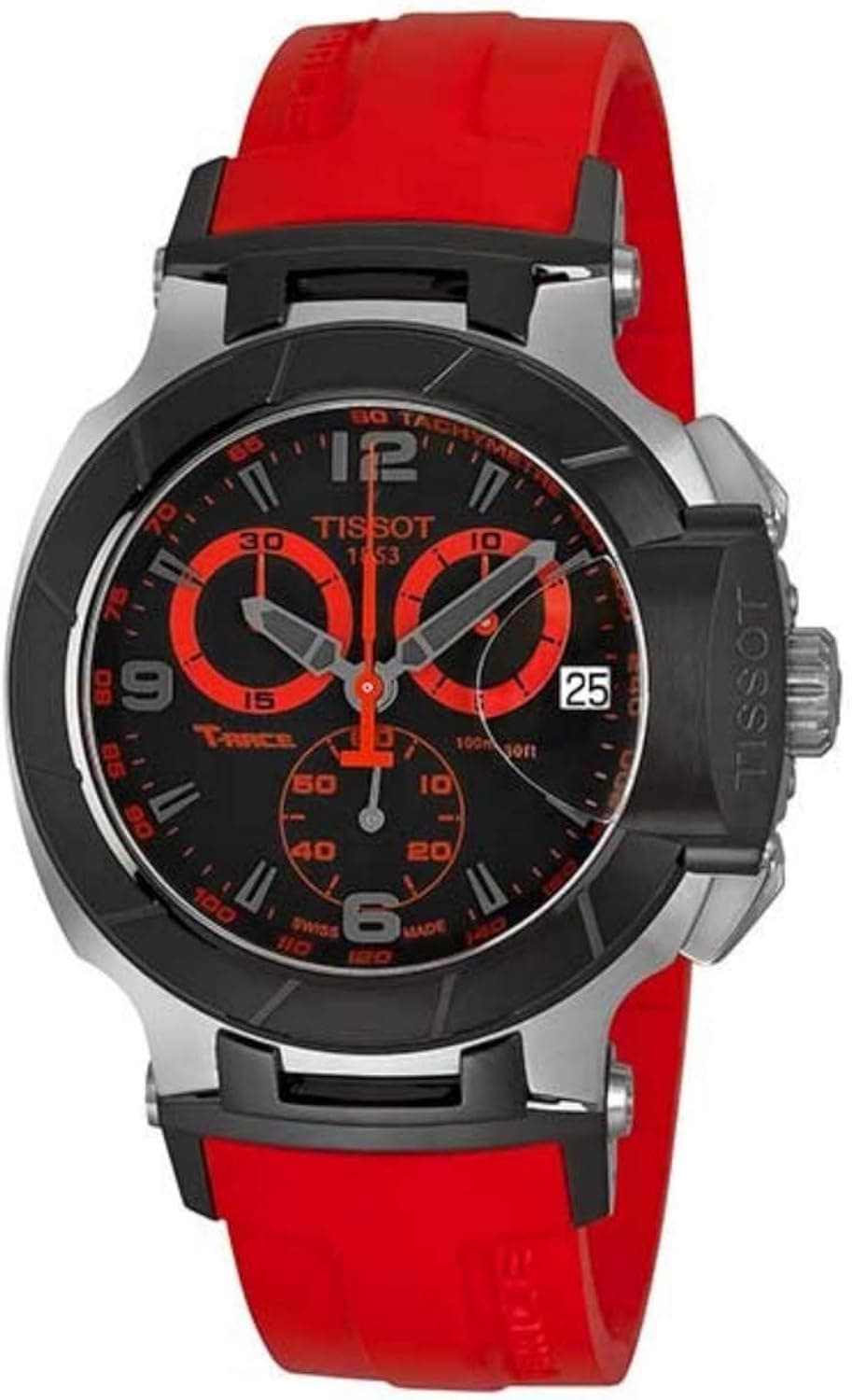 Tissot Men's T0484172705702 T-Race Two-Tone Stainless Steel Watch with Red Rubber Band