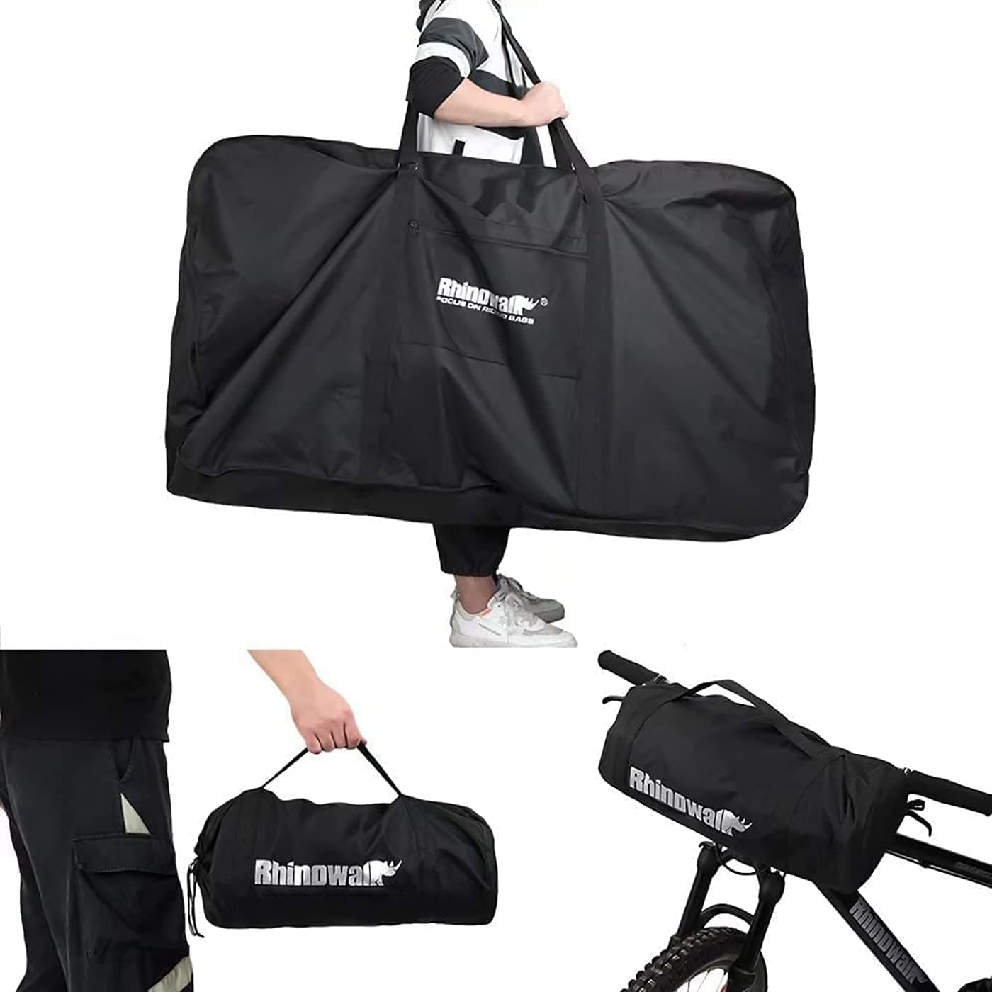 Charwin 26 Inch to 29 Inch Folding Bike Bag, Bike Travel Bag Waterproof Bicycle Travel Case MTB Road Bike Outdoors Transport Bag Carrier for Train Air Travel Cycling Shipping