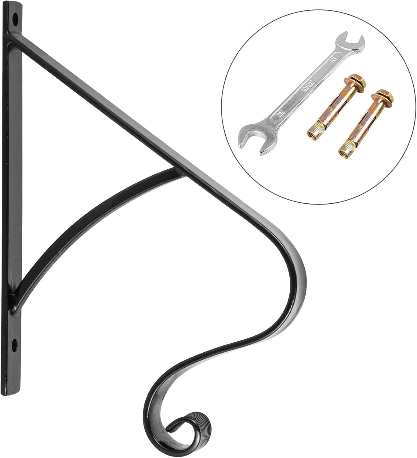 Happybuy Wrought Iron Handrail Wall Mounted Hand Railing, Black