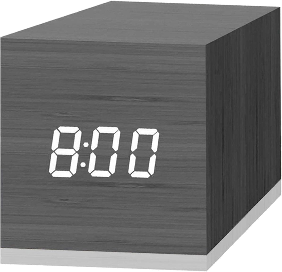 JALL Digital Alarm Clock, with Wooden Electronic LED Time Display, 3 Dual Plus Alarm, 2.5-inch Cubic Small Mini Wood Made Electric Clocks for Bedroom, Bedside, Desk, Black