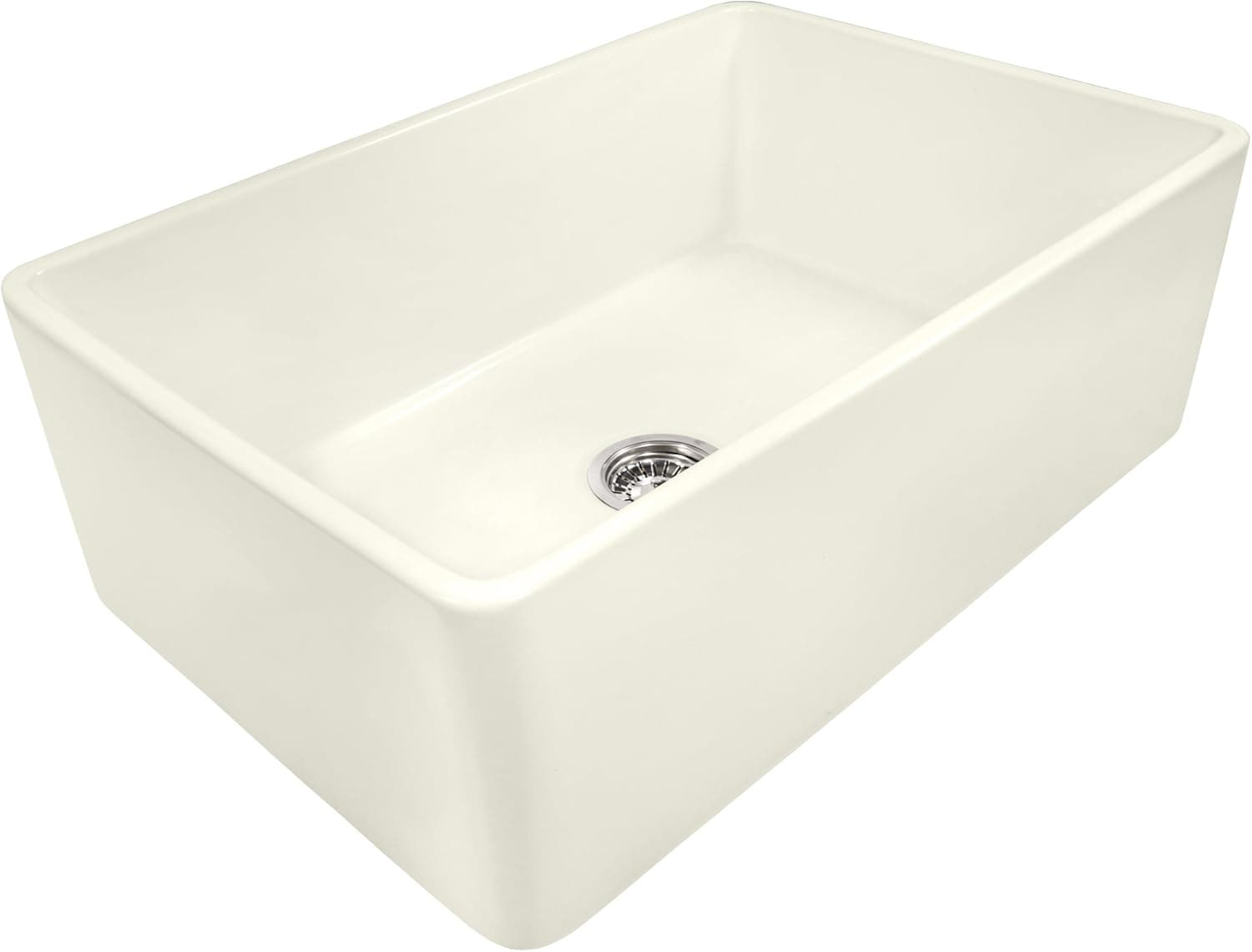 Ruvati Biscuit Fireclay Reversible Farmhouse Apron-Front Kitchen Sink Single Bowl