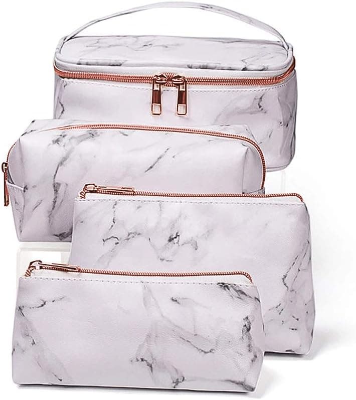 4 Pack Marble Makeup Bag Toiletry Bag Travel Bag Portable Cosmetic Bag Makeup Bag Waterproof Organizer Bag for Women Girls Men