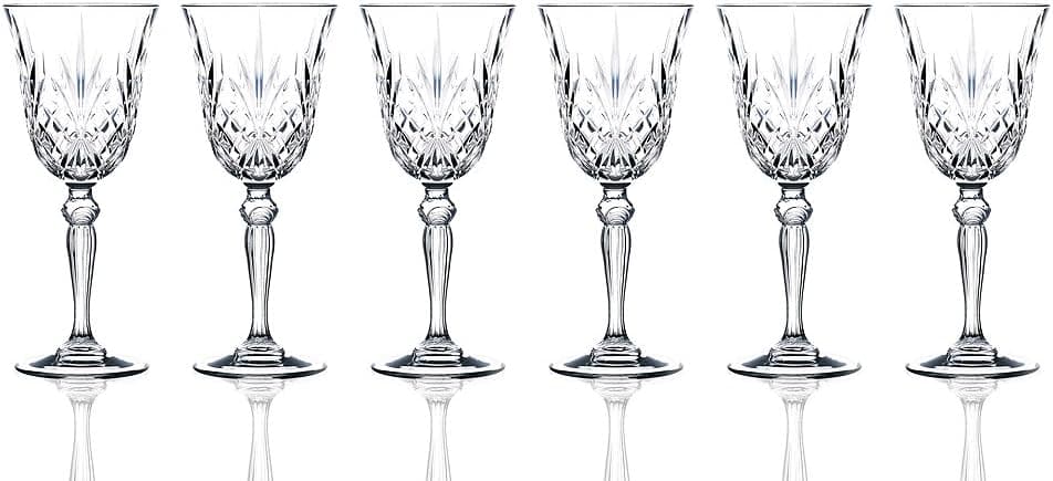 Lorenzo RCR Crystal Collection Water Glass Set Lorren Home Trends-Melodia, 6 Count (Pack of 1), Red Wine Goblet,7.5 fluid ounce