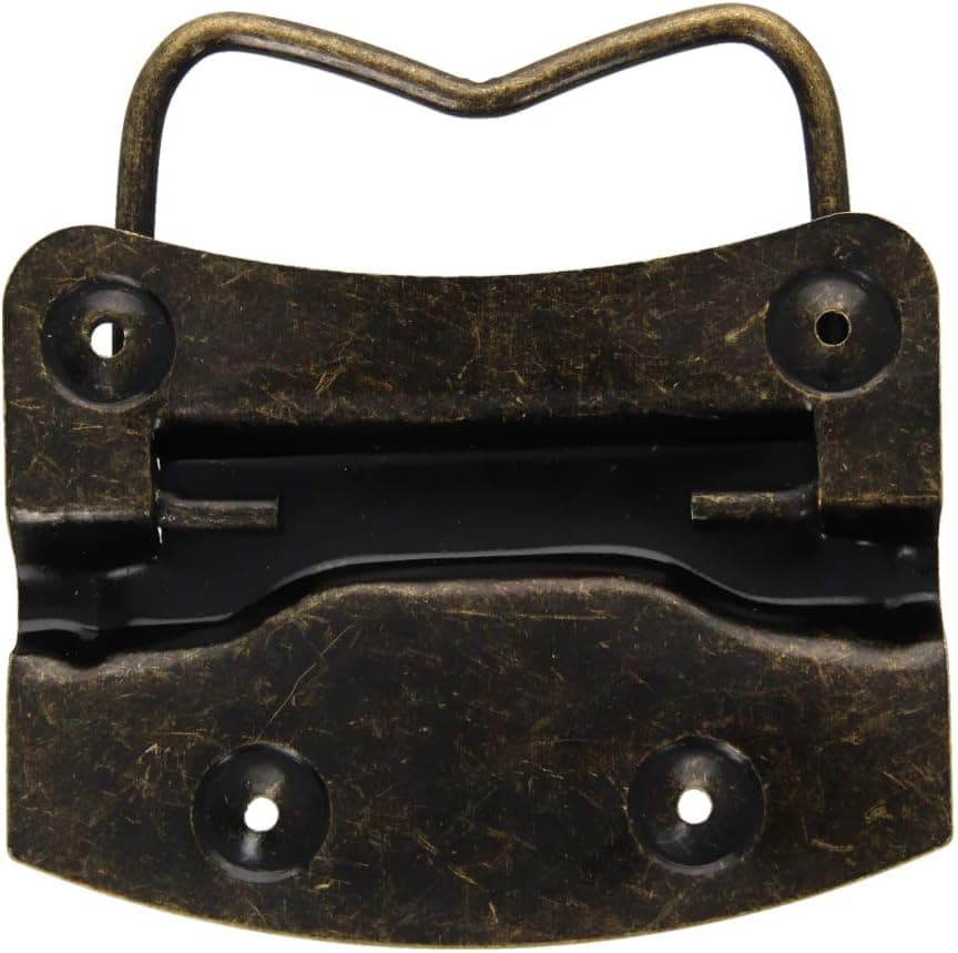 MroMax 3.5" x 2.48" Chest Handle Spray Paint Iron Surface Mounted Chest Ring Pull Handle 89mm x 63mm for Toolbox Cabinet Drawer Box Bronze Tone 1Pc
